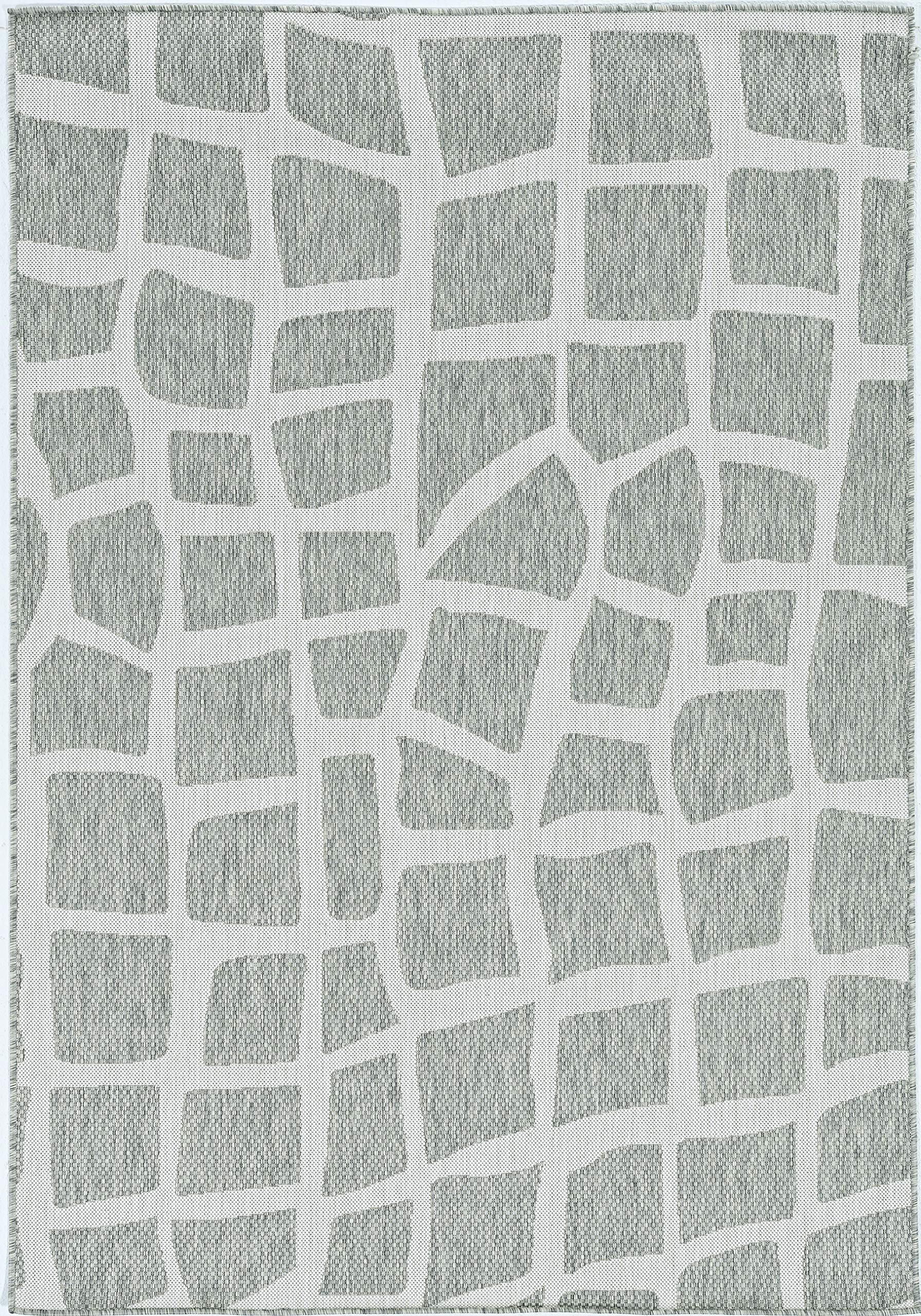 NEW HOME Teo 7'10 Round Indoor/Outdoor Area Rug in Ivory & Grey - Perfect for Living Room, Bedroom, or Patio Decor