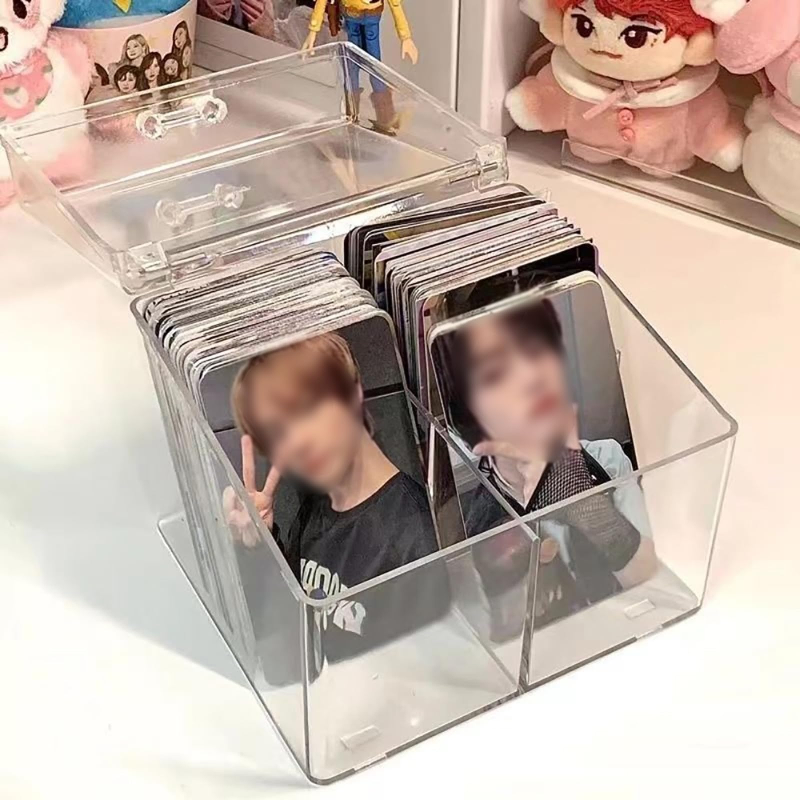 1 PCS Transparent Photocard Storage Box - 2 Grids Photo Card Holder & Collection Organizer for K-Pop, Trading Cards, Polaroids - Perfect for Collectors, Fans, and Organizing Memories