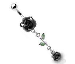 Body Accentz™ 14G Double Gem Flower Rose Belly Button Ring - Elegant Navel Jewelry for Women, Perfect for Parties, Beach & Everyday Wear
