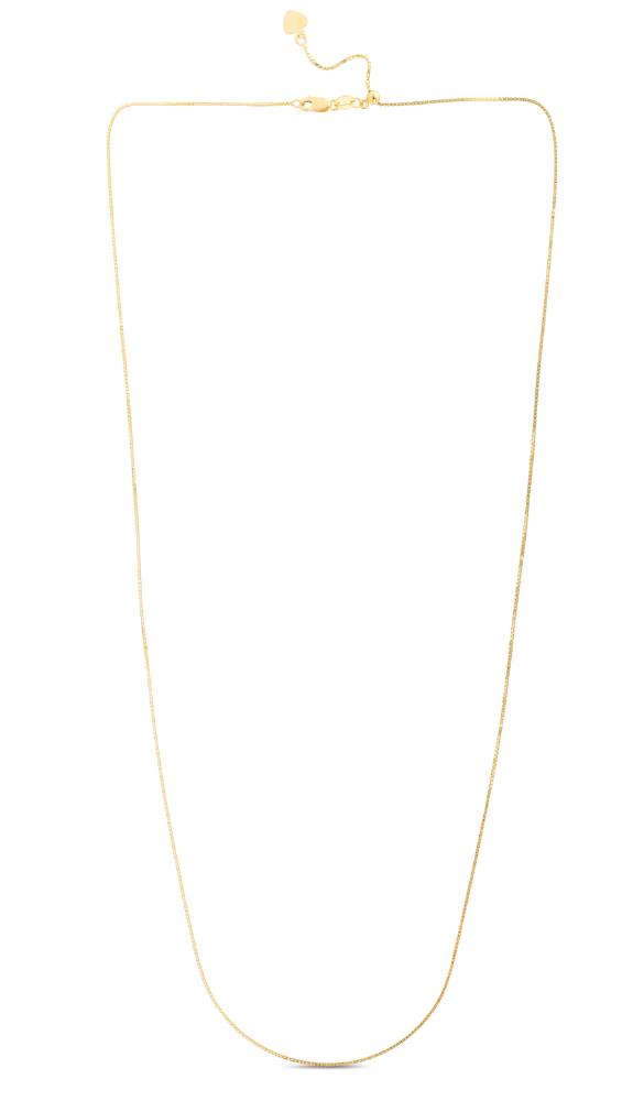 14K Gold 1.1mm Adjustable Box Chain Necklace for Women - Dainty Layering Jewelry for Everyday Wear & Special Occasions