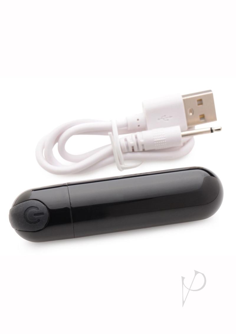 10X Powerful Rechargeable Metallic Bullet Vibrator - Black | Ultra-Intense Vibrations for Solo Play & Couples Use | Waterproof & Travel-Friendly