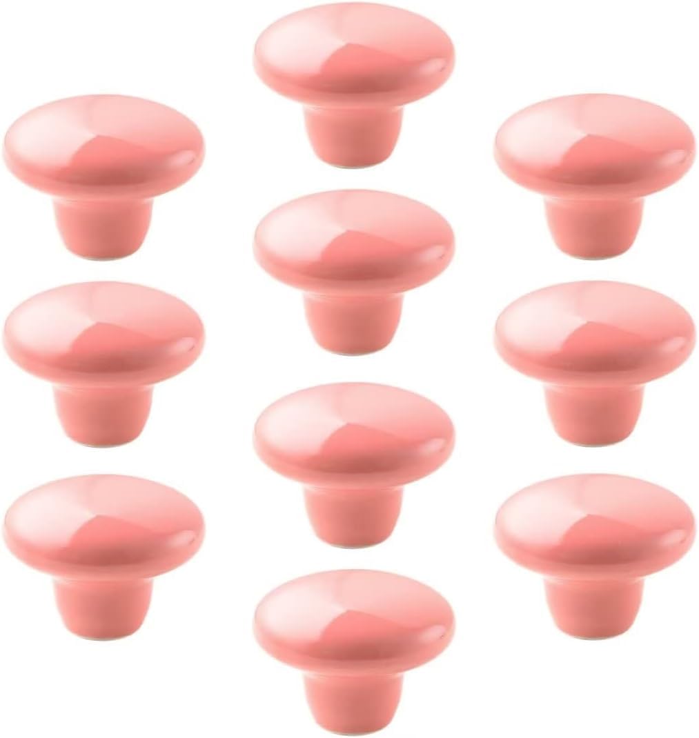 10-Pack Minimalist Ceramic Cabinet Handles & Drawer Knobs - Watermelon Red - Durable & Stylish Hardware for Dressers, Wardrobes & Furniture Upgrades