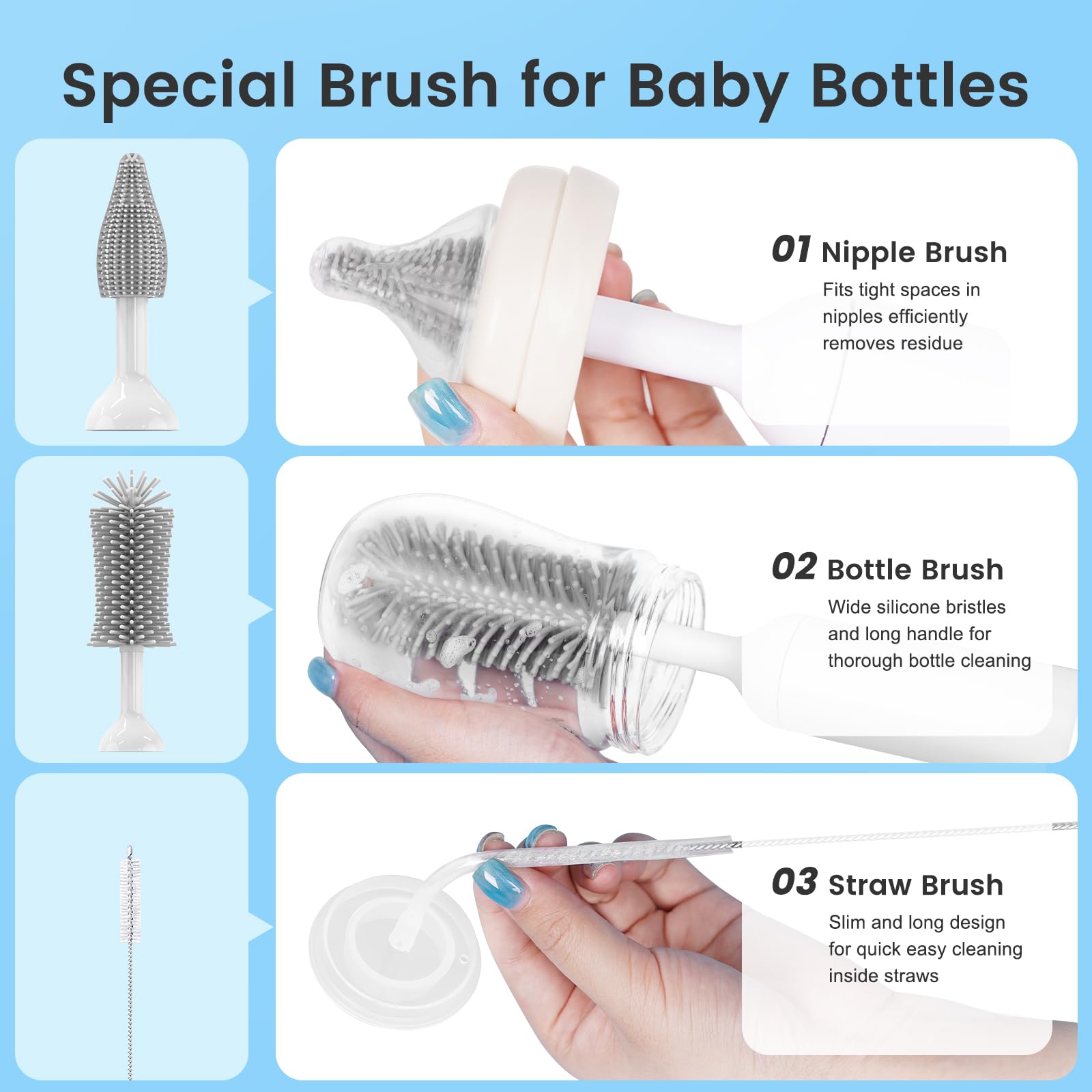 Electric Baby Bottle Brush Cleaner with Silicone Brush - Perfect for New Parents & Travel