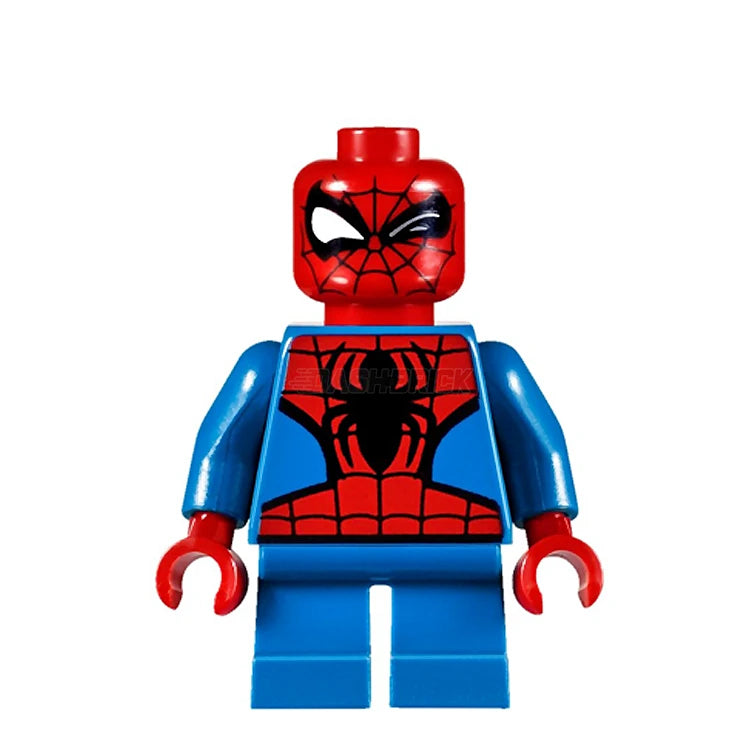 Original LEGO Minifigure Spider-Man with Short Legs & Winking Face - 2017 Marvel Superhero Collectible for Display & Play