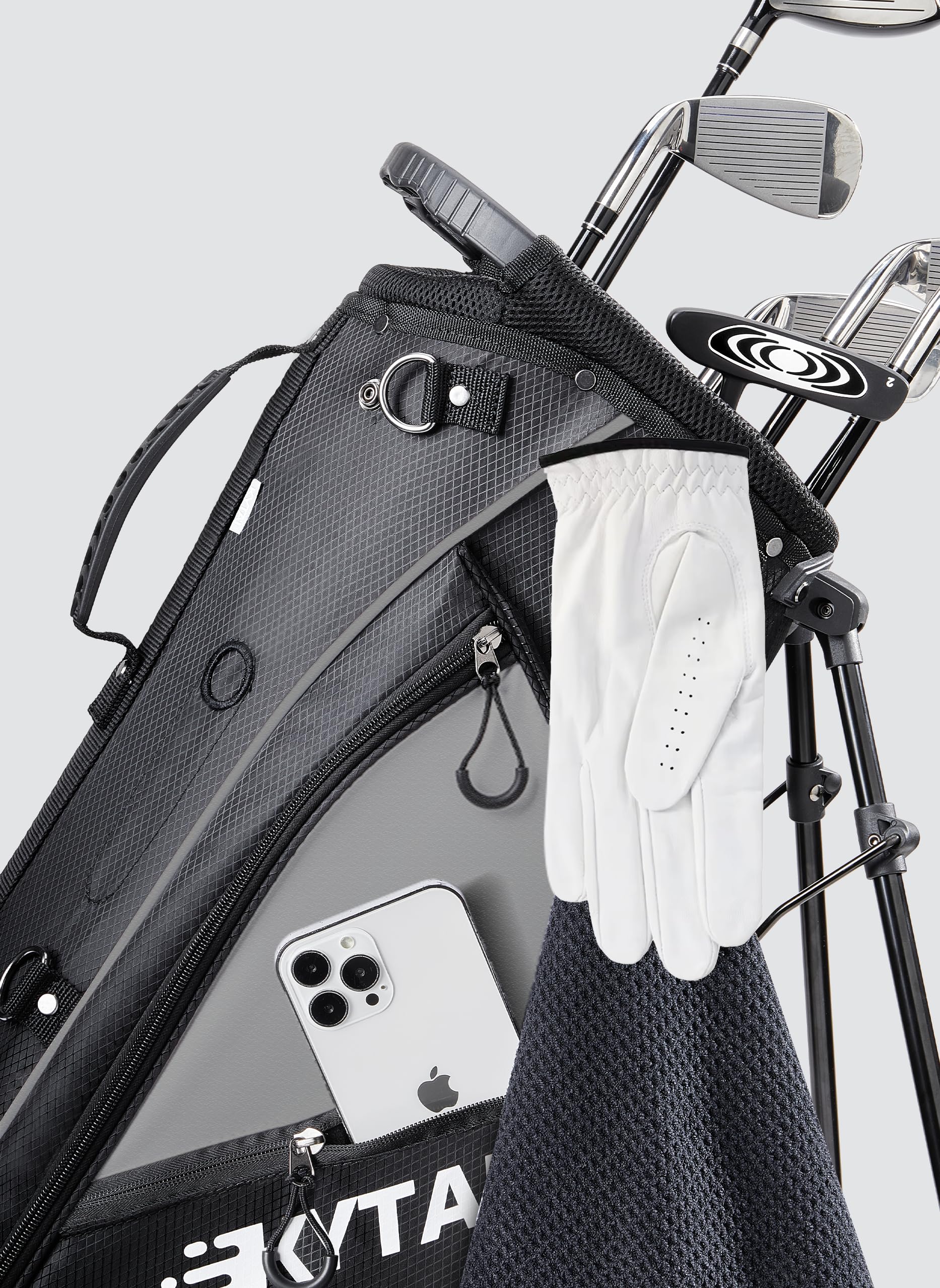 KYTAI Lightweight 7-Way Divider Golf Stand Bag for Men & Women - Dual Shoulder Straps, Stable Stand System, Multiple Storage Pockets, Rain Hood & Towel Ring - Perfect for Golf Course, Driving Range & Travel
