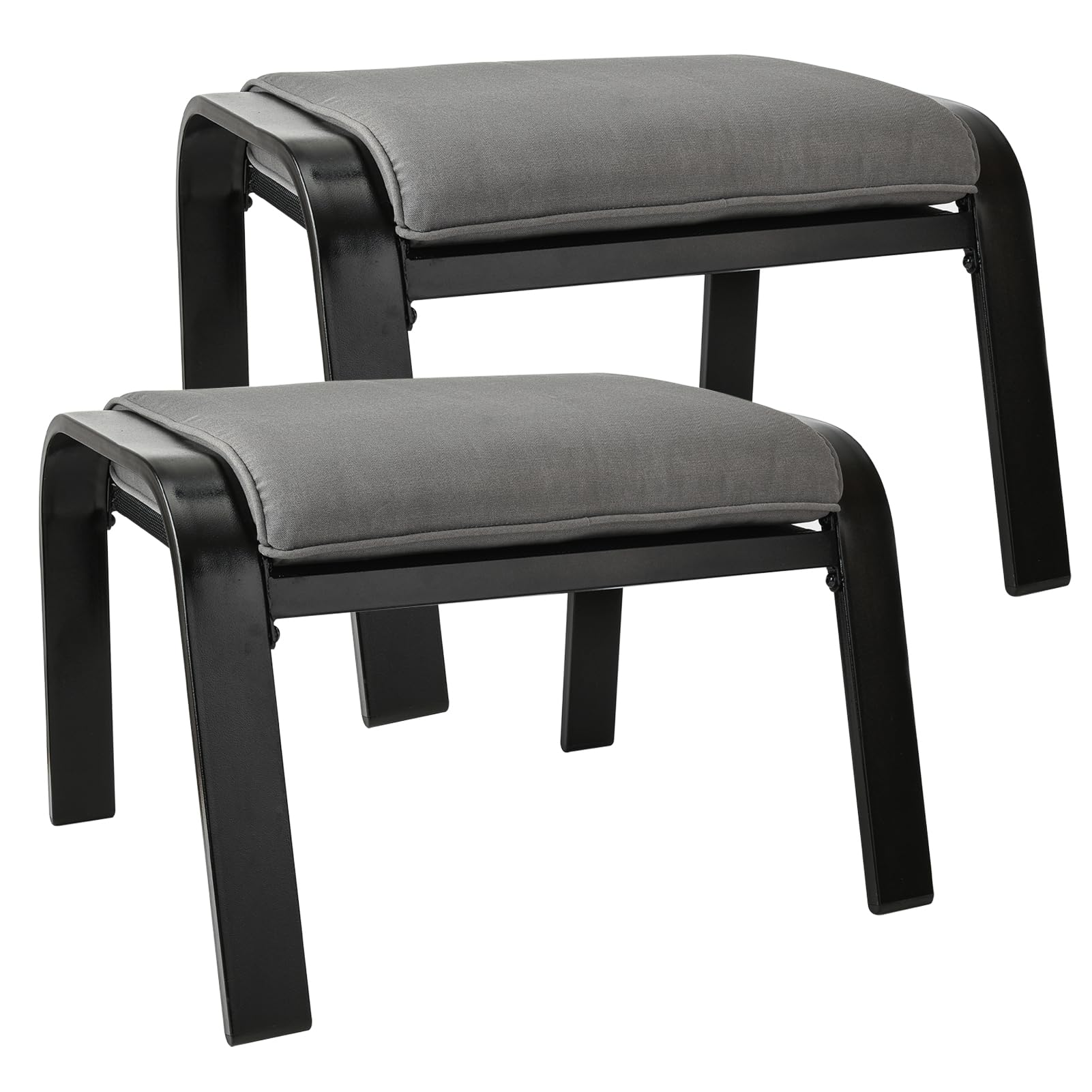 All-Weather Outdoor Patio Ottoman Set of 2 - Waterproof Garden Footrest with Cushion, Black Coffee Table for Backyard, Porch & Poolside Relaxation | Perfect for Lounging, Entertaining & Outdoor Decor
