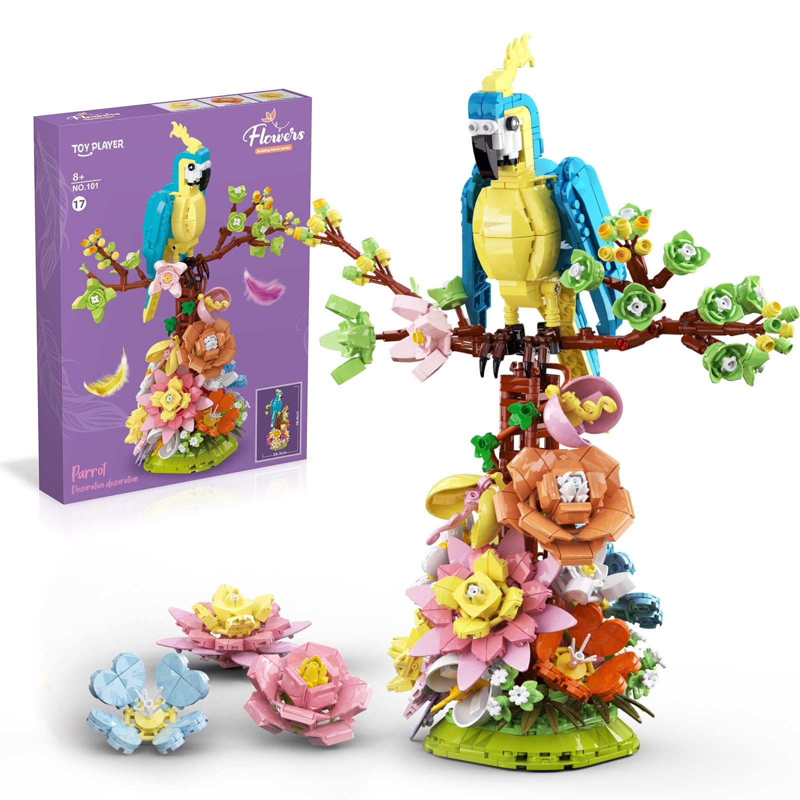 1162pcs Flowers and Parrot Building Blocks Set - Compatible with Lego Botanical Collection, Cute Bird & Succulent Plants - Perfect Gift for Valentine's Day, Mother's Day & Anniversary - Creative Home Decor & Relaxing DIY Project
