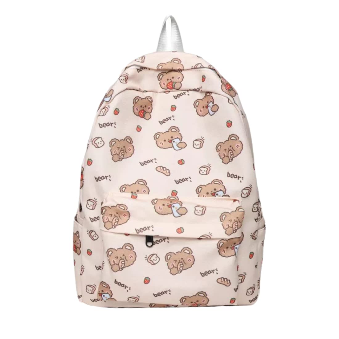 Kawaii Japanese Aesthetic Backpack for Teen Girls - Cute School Bookbag for Students, Lightweight & Durable, Perfect for High School, College & Travel (Beige)
