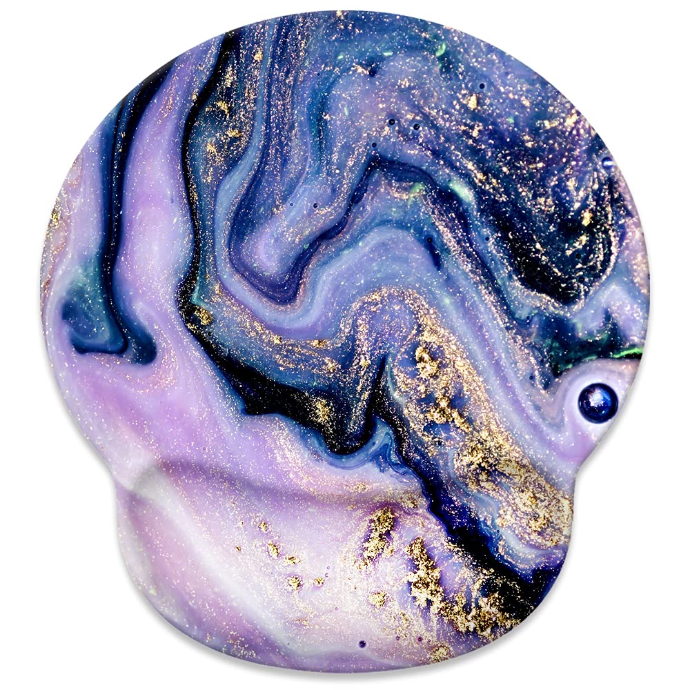 Ergonomic Mouse Pad with Wrist Rest - Non-Slip Rubber Base Gaming Mousepad for Computer & Laptop - Cute Custom Design (Purple Marble) - Perfect for Office Work, Gaming & Long Computer Sessions