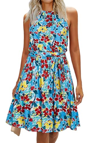 Blue Floral Red