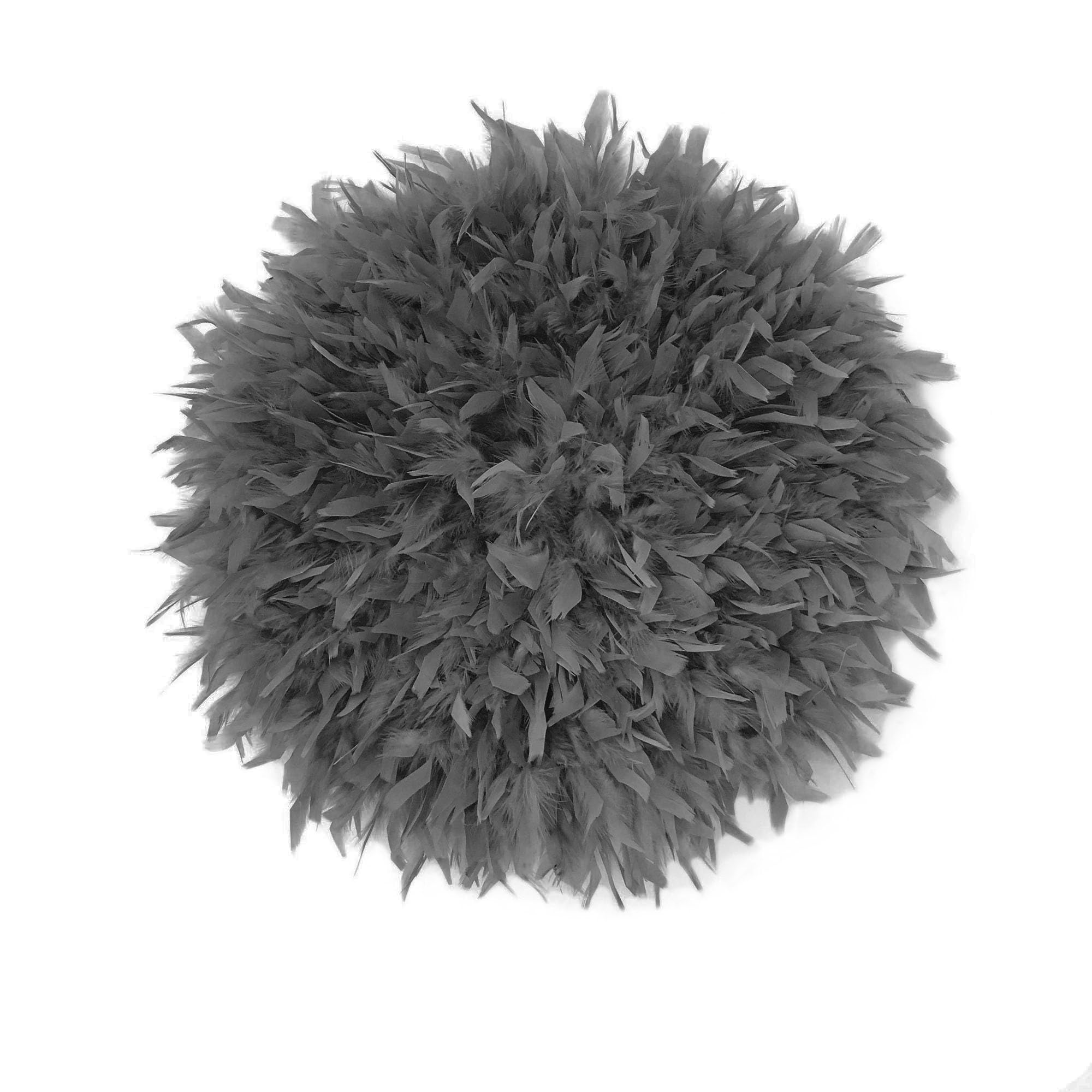 Handmade Juju Hat Wall Decor with Natural Feathers - Boho Round Feather Wall Hanging for Home, Wedding, Nursery & Bohemian Room Decoration