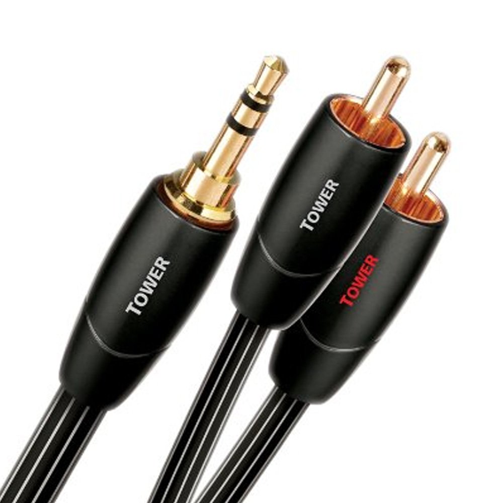 AudioQuest Tower 3.5mm to RCA Stereo Audio Cable - 12ft High Performance Analog Interconnect for Home Theater, Turntable & Hi-Fi Systems