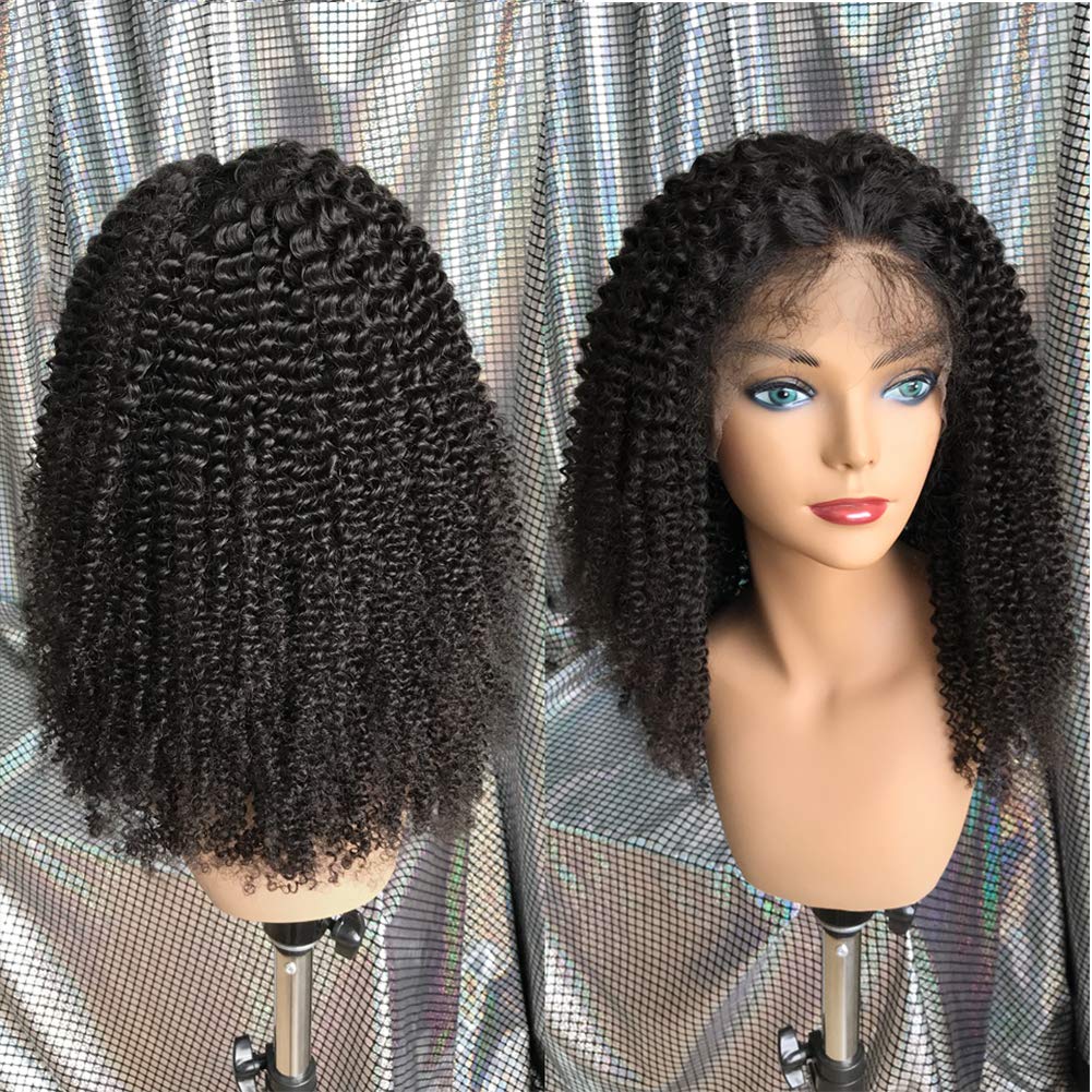 20 Inch Coarse Afro Kinky Curly Full Lace Wig - 150% Density Mongolian Remy Human Hair with Baby Hair for African Americans | Natural Black Color | Perfect for Daily Wear, Cosplay & Protective Styling