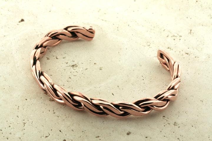 Elegant Copper Plated Curve Braided Cuff Bracelet - Perfect for Casual Wear, Parties, and Gift Giving