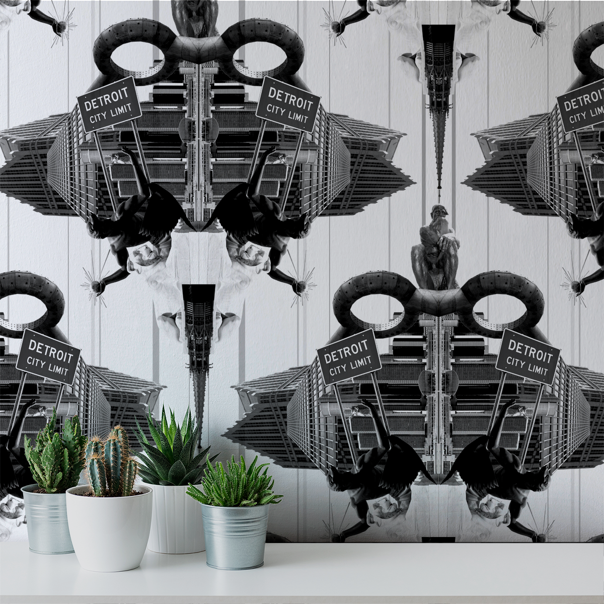Damask Detroit Bagley Wallpaper - Premium Peel and Stick Wallpaper for Home Decor, Living Room, Bedroom & Office | Self-Adhesive Removable Wallpaper