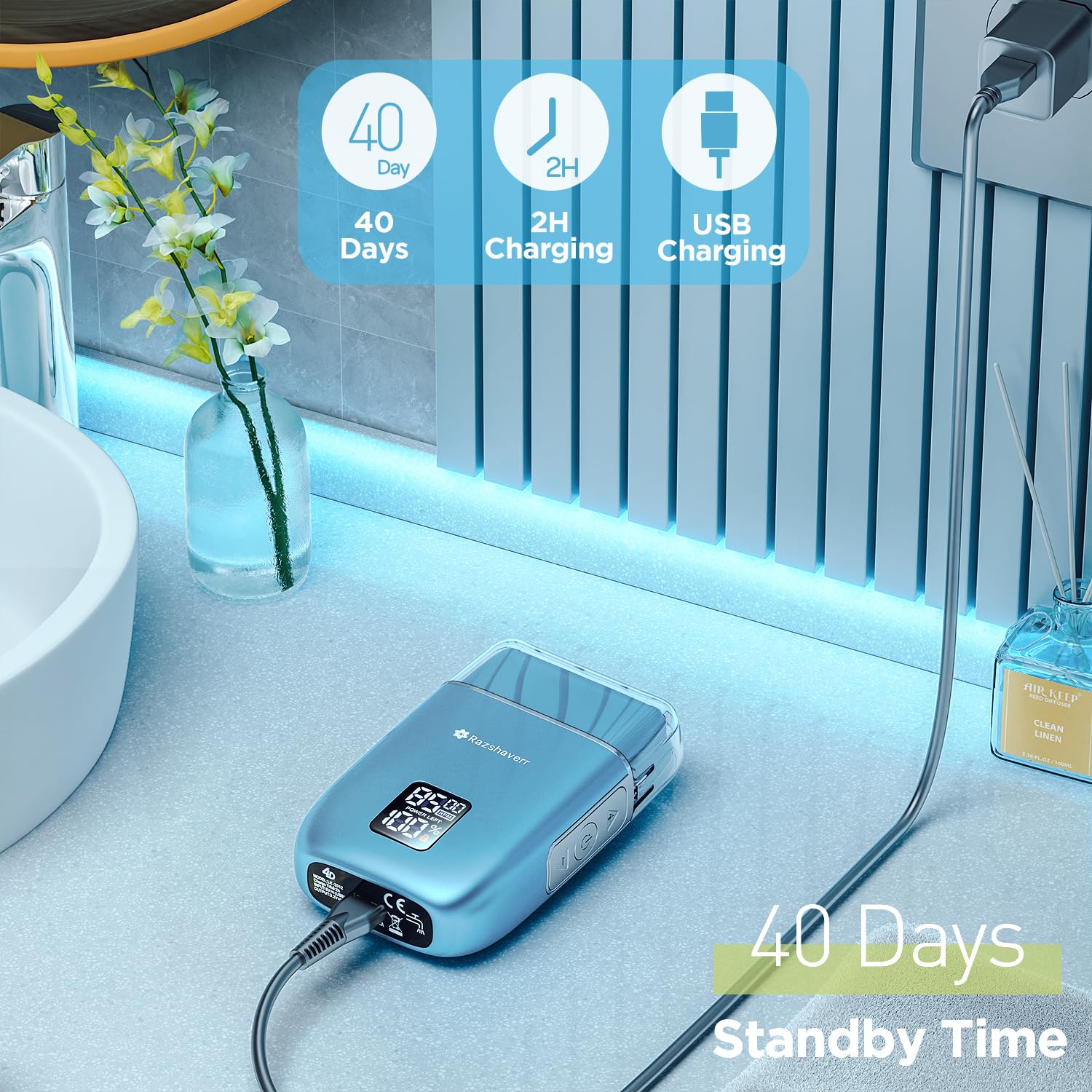 Upgraded Electric Razor for Men - 3-Speed Foil Shaver with Double Floating Blades, IPX7 Waterproof Wet/Dry Use, LED Display & USB Rechargeable - Perfect for Travel, Gym & Daily Shaving