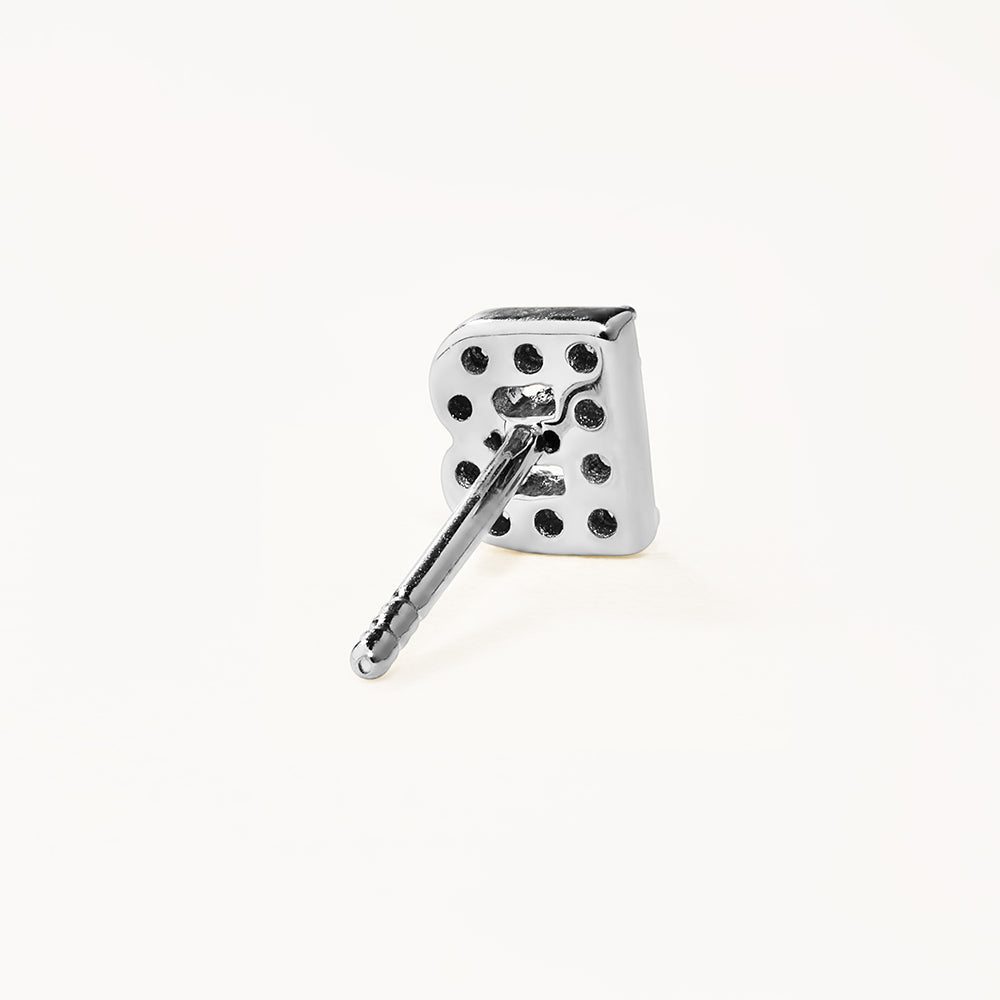Diamond Letter B Single Stud Earring in Sterling Silver - Perfect for Birthdays, Gifts & Everyday Elegance