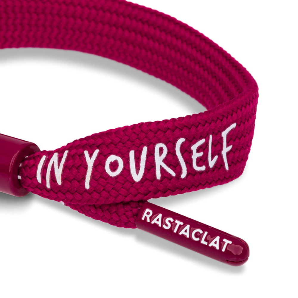 Rastaclat Believe Red Wristband Bracelet for Men & Women - Adjustable S/M Size - Motivational & Stylish Accessory for Fitness, Running, and Everyday Wear