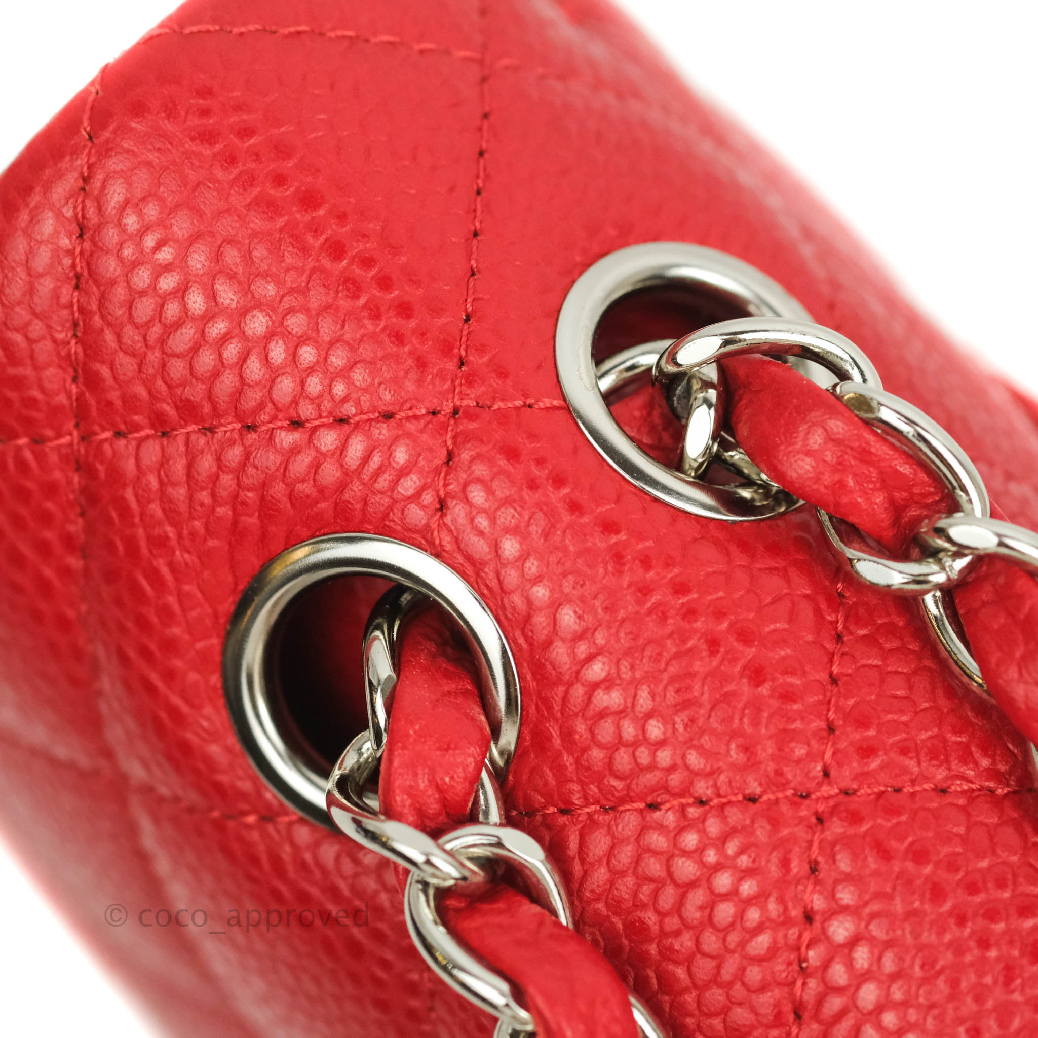 Chanel Classic Medium Double Flap Bag in Red Caviar Leather with Silver Hardware - Perfect for Work, Evening Events & Luxury Gift Giving