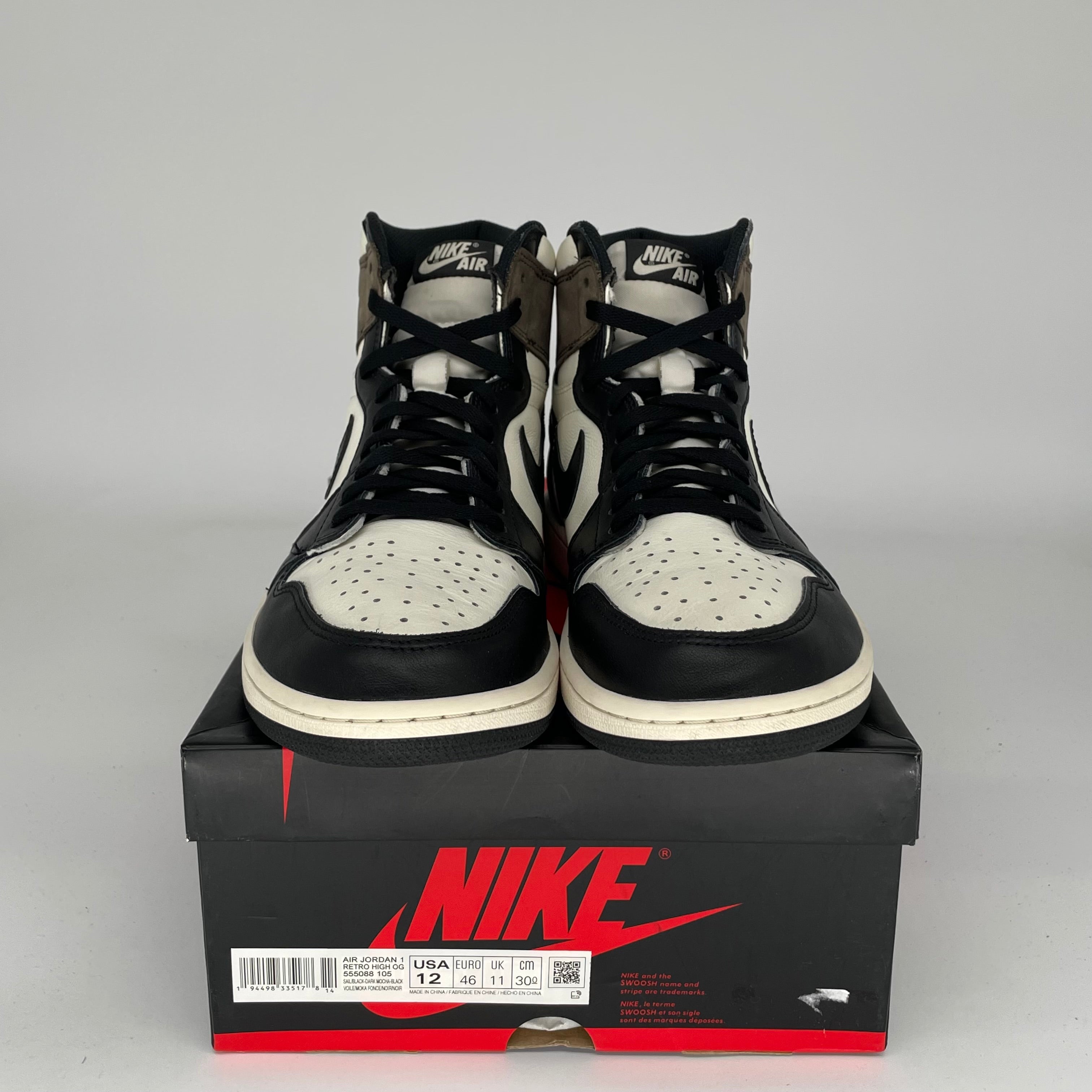 Original Air Jordan 1 Retro High Dark Mocha - Men's Size 12 (555088-105) - Premium Basketball Sneakers for Streetwear & Casual Style