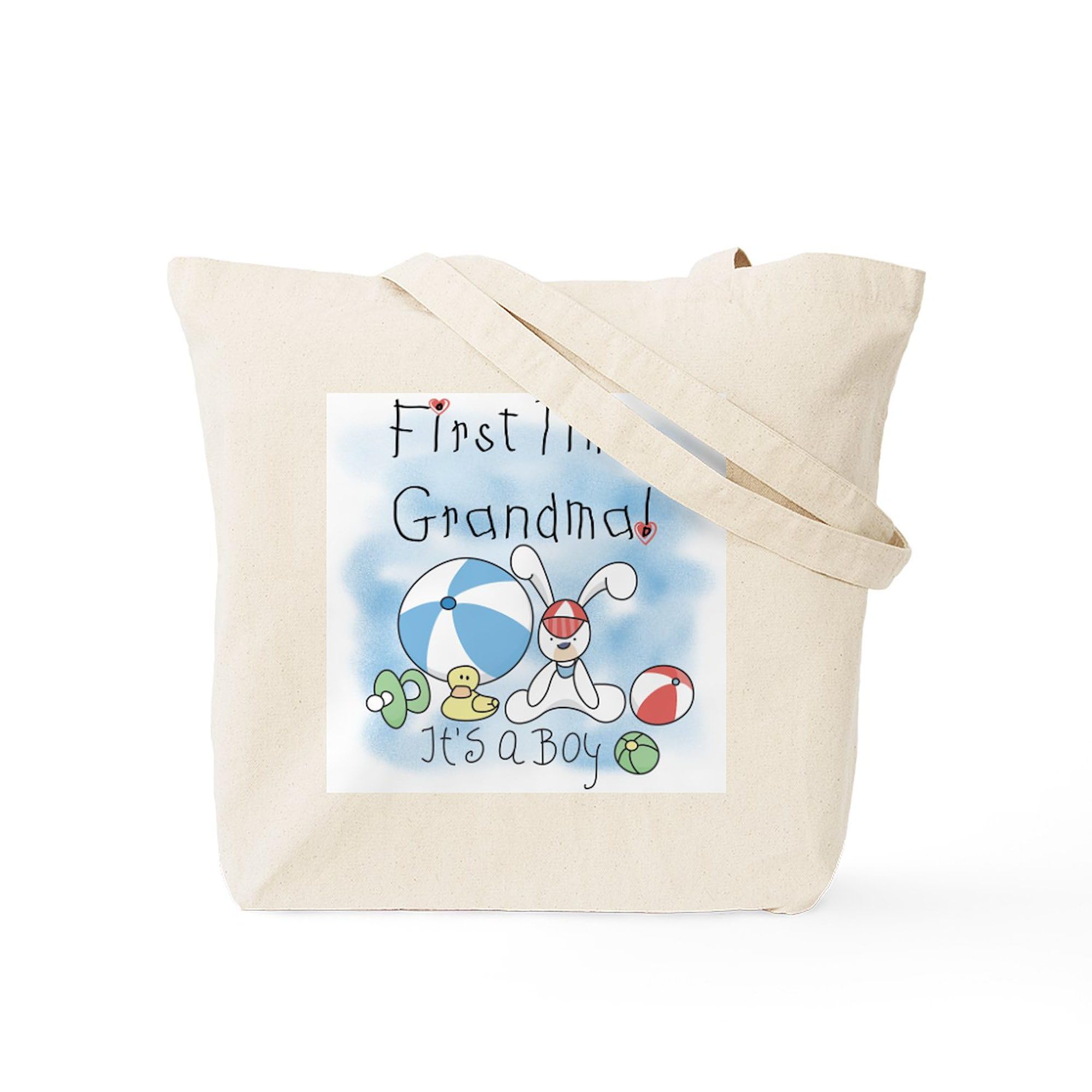 Grandma Baby Boy Tote Bag - Natural Canvas Reusable Shopping Bag for Baby Showers, Diaper Essentials & Groceries | Eco-Friendly Gift for New Moms