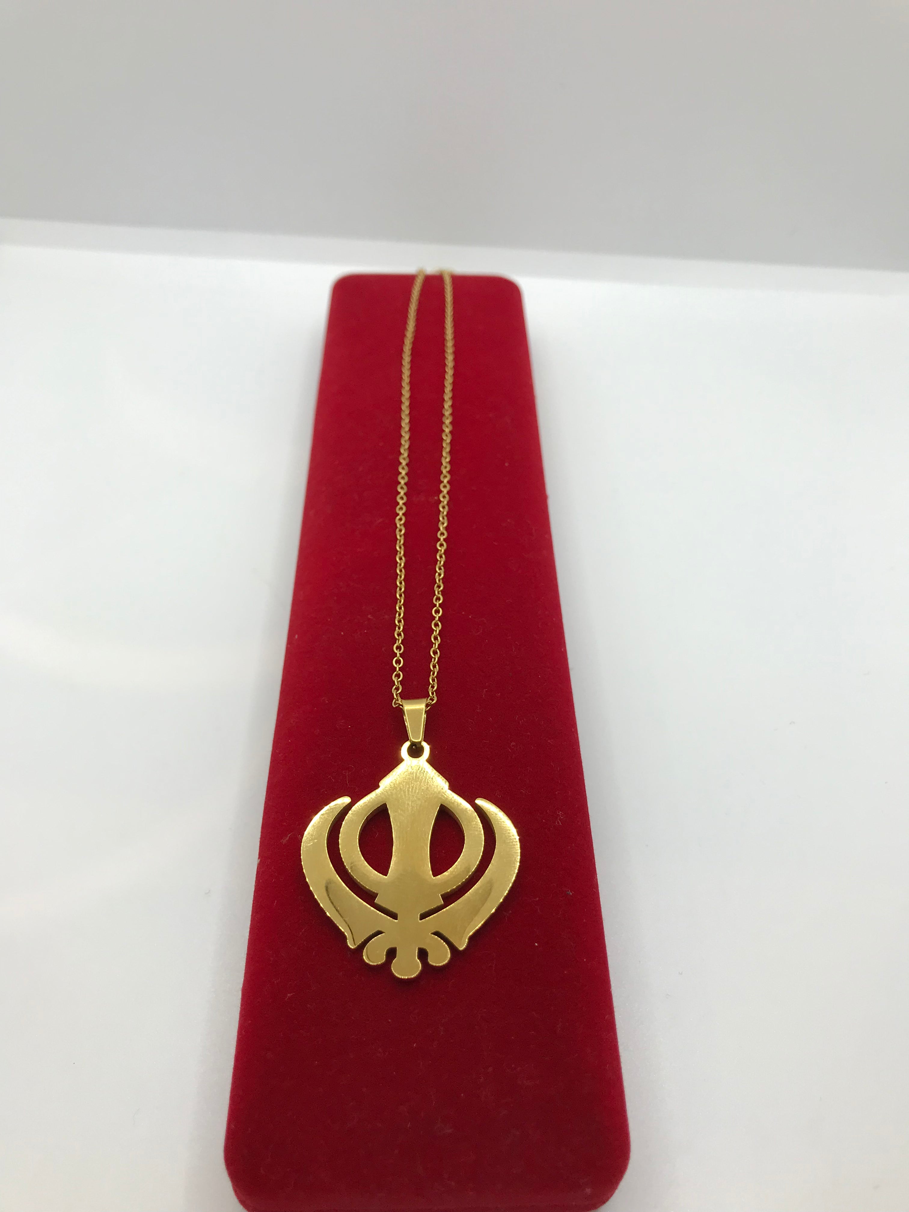 18k Gold Plated Khanda Necklace - Spiritual Sikh Jewelry for Men & Women - Perfect for Religious Ceremonies, Weddings & Everyday Wear