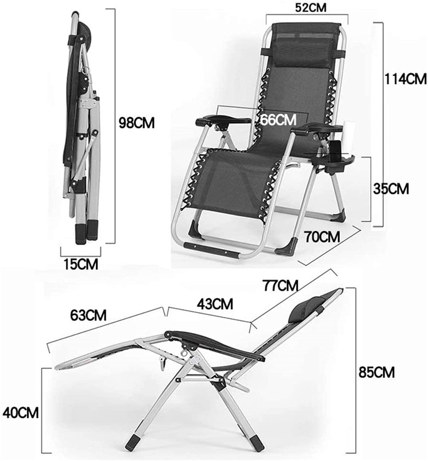 **Portable Folding Recliner Chair - Adjustable Outdoor Lounge Chair for Patio, Garden, Poolside & Beach - Sun Lounger with 165x66x77cm Dimensions - Perfect for Relaxing, Sunbathing & Backyard Comfort**