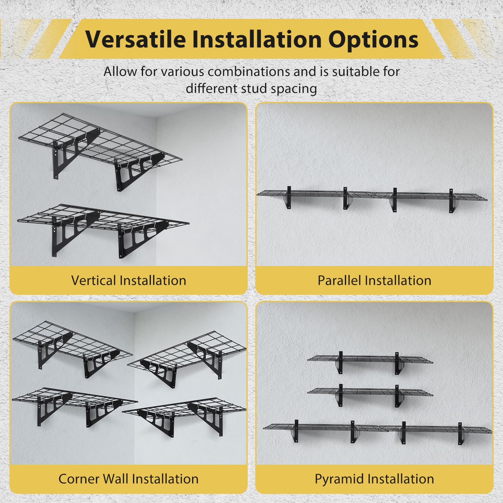 GARVEE 2 Pack 1x6ft Heavy Duty Wall Mounted Garage Shelves - 600lbs Capacity Floating Storage Rack for Garage Organization, Workshop & Home Storage - Perfect for Tools, Sports Equipment & Seasonal Items