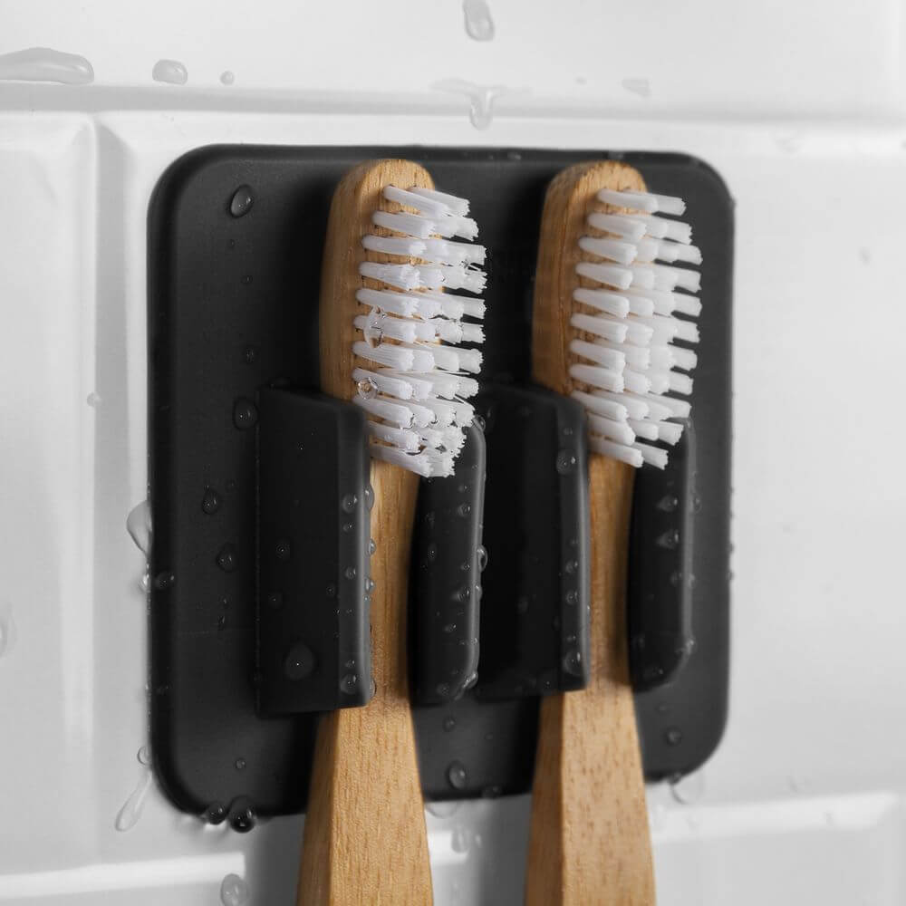 George Suction Toothbrush Holder - Strong Adhesive Bathroom Organizer for Toothbrushes, Razors & More - Perfect for Sink, Mirror, Shower & Tile Surfaces