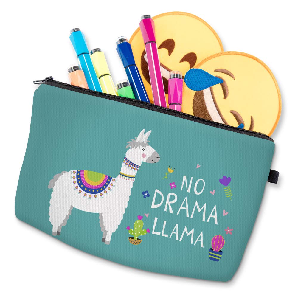 ASCHAR Adorable Waterproof Makeup Bag for Women - Large Roomy Travel Cosmetic Organizer, Cute Toiletry Bag for Gifts, Tools & Gadgets (Lazy Llama Design) - Perfect for Travel, Gym & Daily Essentials Storage