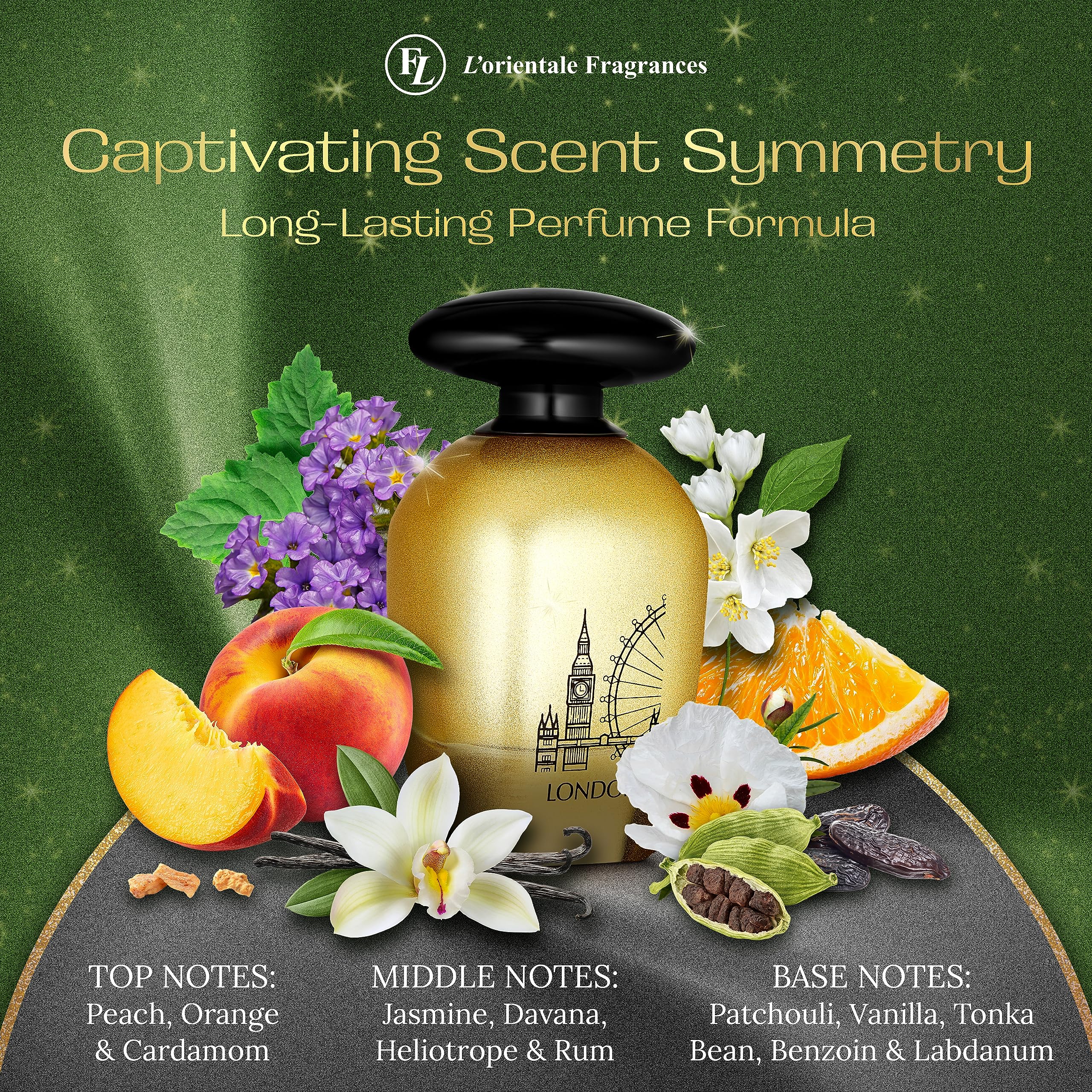 L'Orientale Fragrances Night De Paris London 100ml / 3.3oz - Unisex Amber Spicy Eau de Parfum for Women & Men, Long-Lasting 24-Hour Oil-Based Perfume - Perfect for Date Night, Office Wear & Special Occasions All Year Round