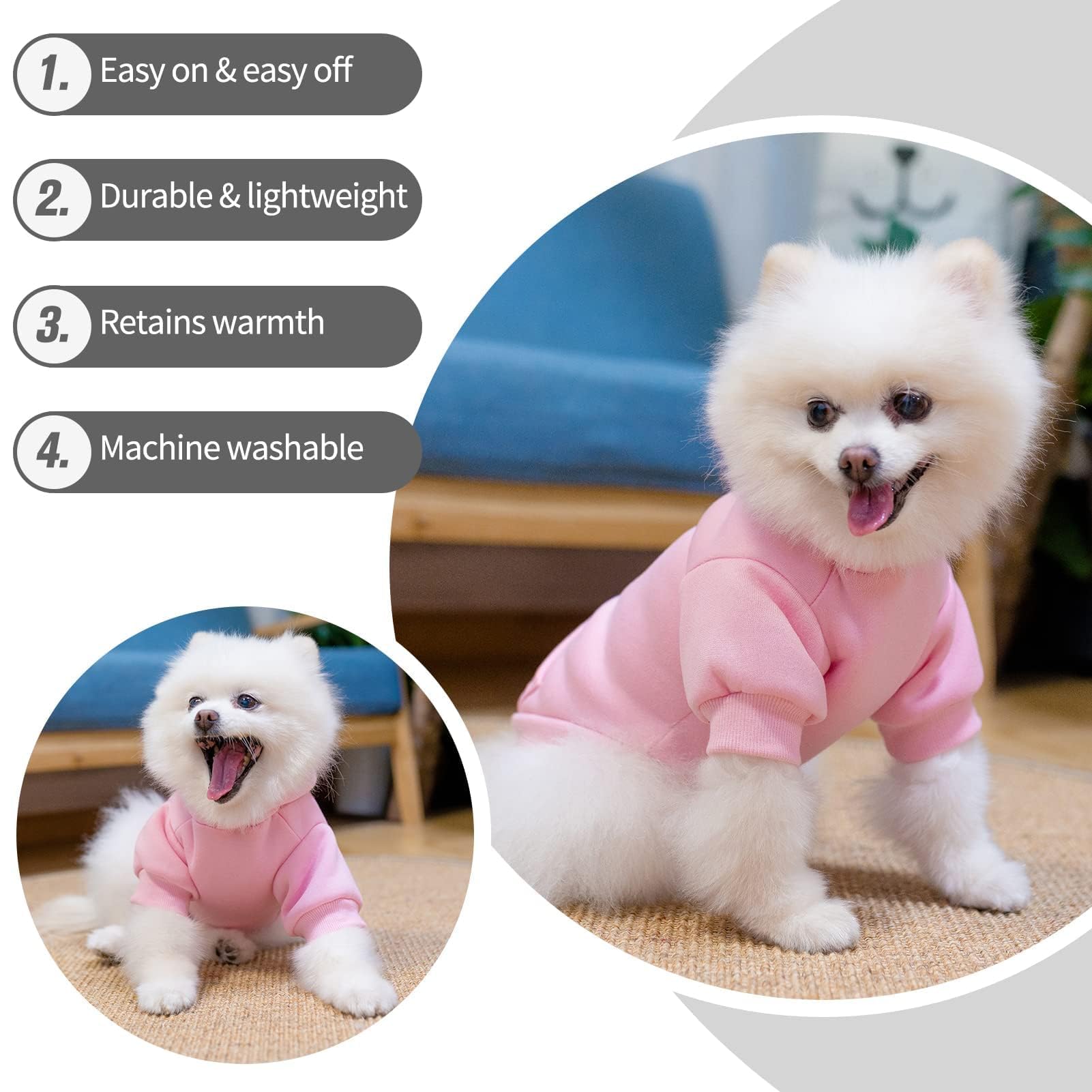 BINGPET Fleece Lined Dog Hoodies - Soft Warm Winter Sweater with Hood for Small Medium Large Dogs & Cats | Cozy Fall & Winter Outfit for Outdoor Walks and Indoor Comfort