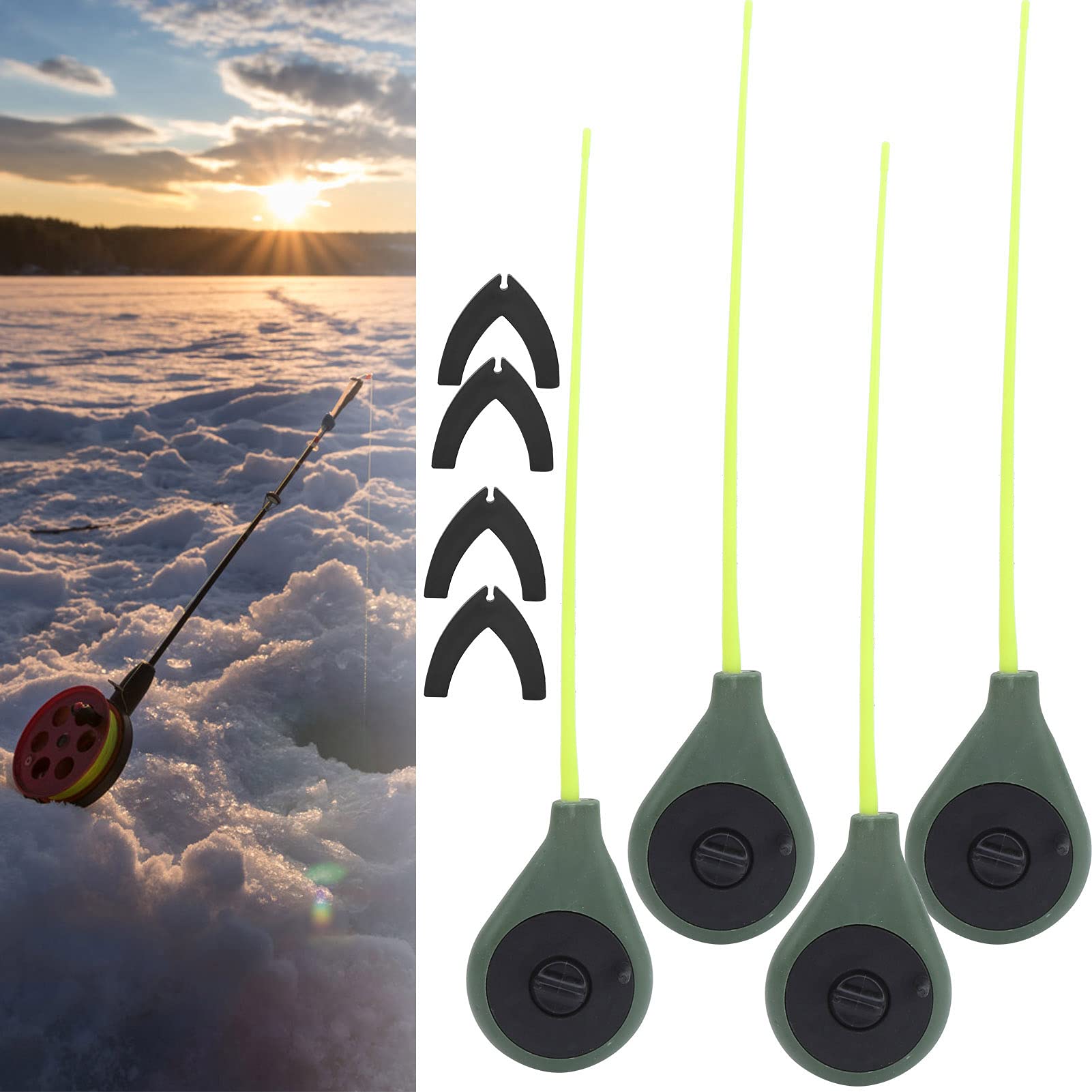 4pcs Ice Fishing Rod Set - Portable Mini Fishing Pole Kit with Rod Tips, Ultra Light & Sturdy for Cold Winter Stability | Great for Fishing Enthusiasts | Easy to Use for Ice Fishing, Winter Camping & Outdoor Adventures