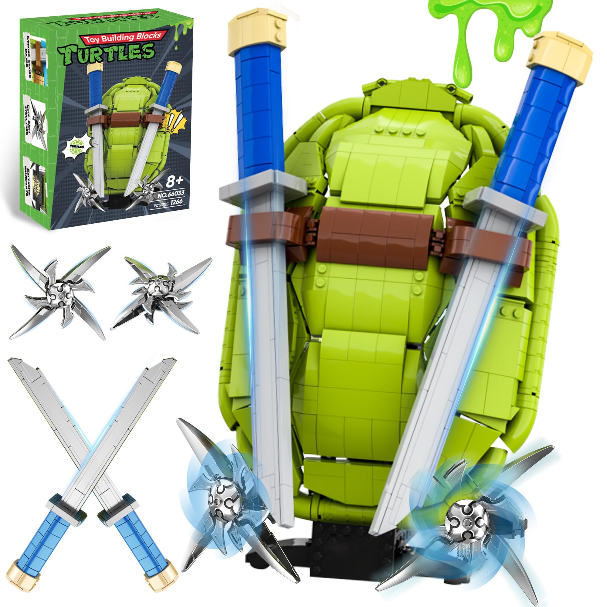 Compatible Lego Turtle Shell Building Blocks - 1266pcs Superhero Turtle Toys for Boys & Girls Ages 8+, Creative Construction Set for Kids & Adults - Perfect for Birthday Gifts, STEM Learning & Family Bonding Activities