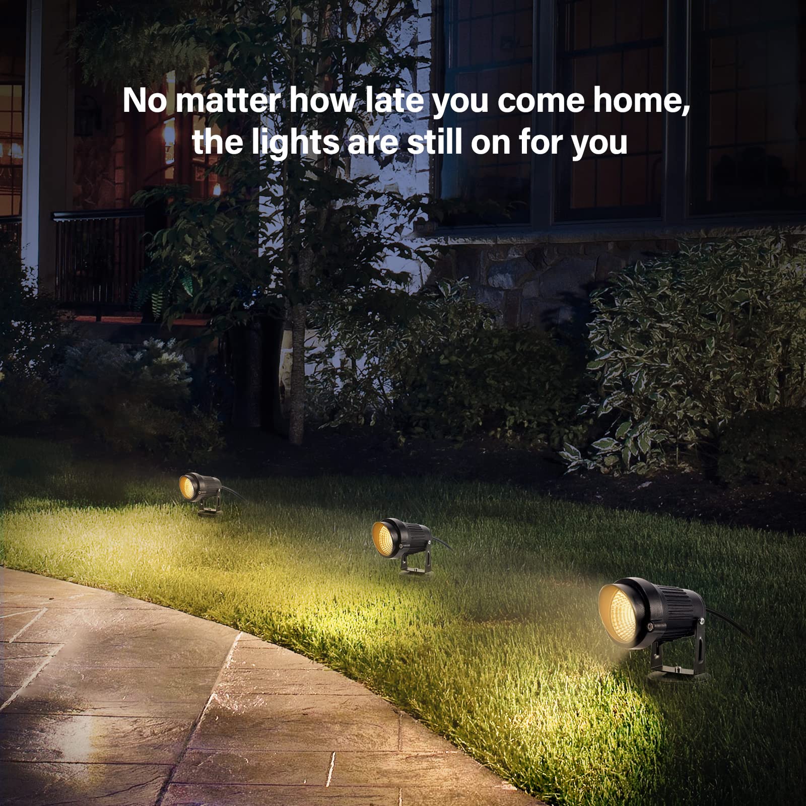 LemonBest 5W 110V Waterproof IP65 Outdoor LED Landscape Lights - 3000K Warm White Spotlight with 5ft Cable & Spike - Perfect for Yard, Garden, Patio, Driveway & House Decor (2 Pack)
