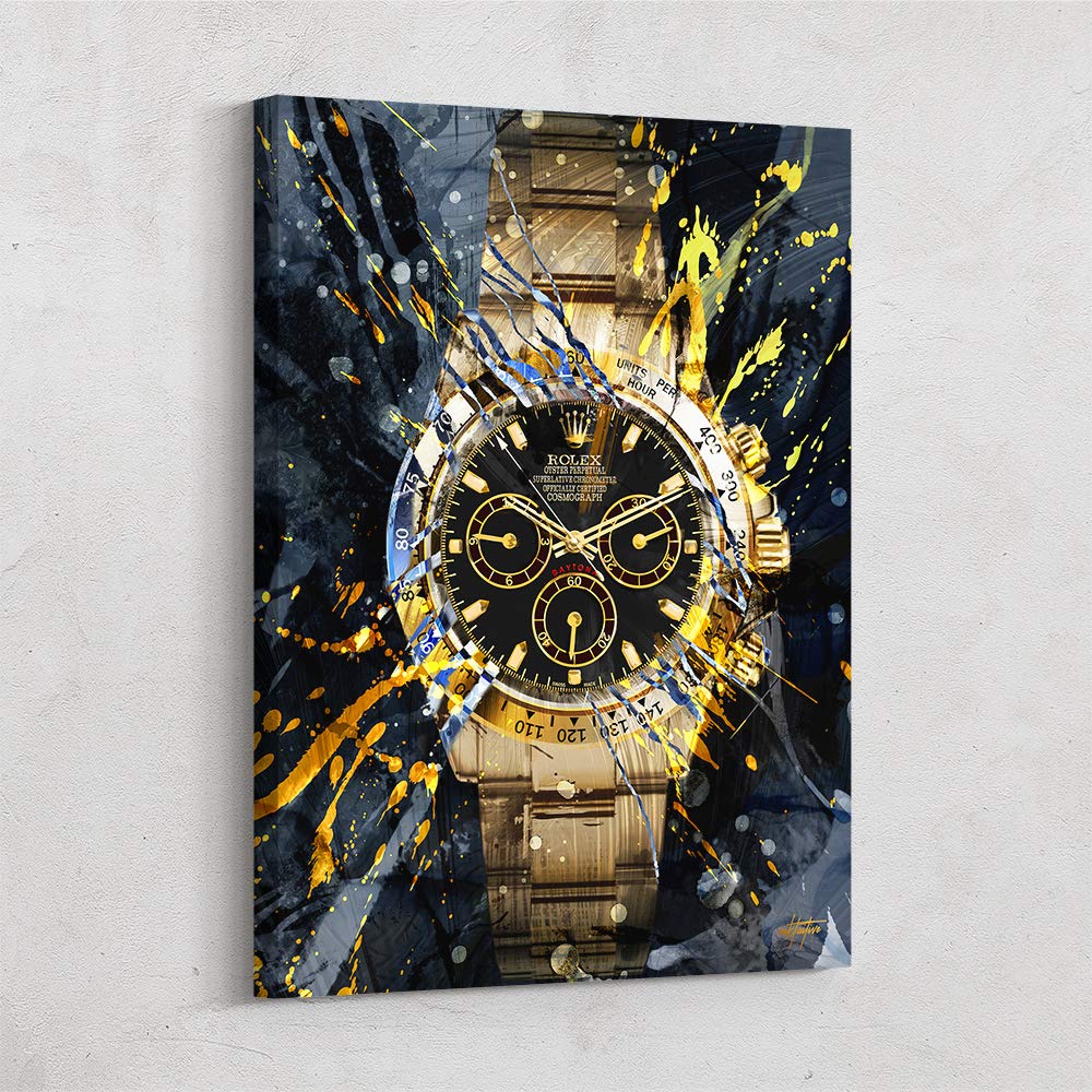 Inktuitive 'Perpetual Time' Motivational Canvas Wall Art - 24x18 Inch Rolex Watch Framed Print, Premium Canadian Timber Frame, Easy Hang - Perfect for Living Room, Office & Home Decor Inspiration