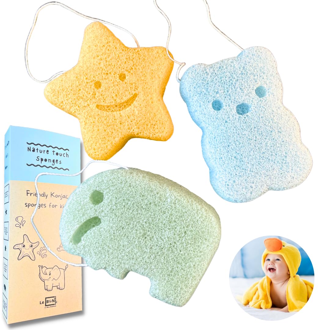 **Natural Baby Bath Sponges for Newborns & Infants – Soft Plant-Based Konjac Sponges | 100% Synthetic-Free & Gentle for Sensitive Skin | Perfect for Bath Time, Baby Care & Delicate Skin Cleansing**
