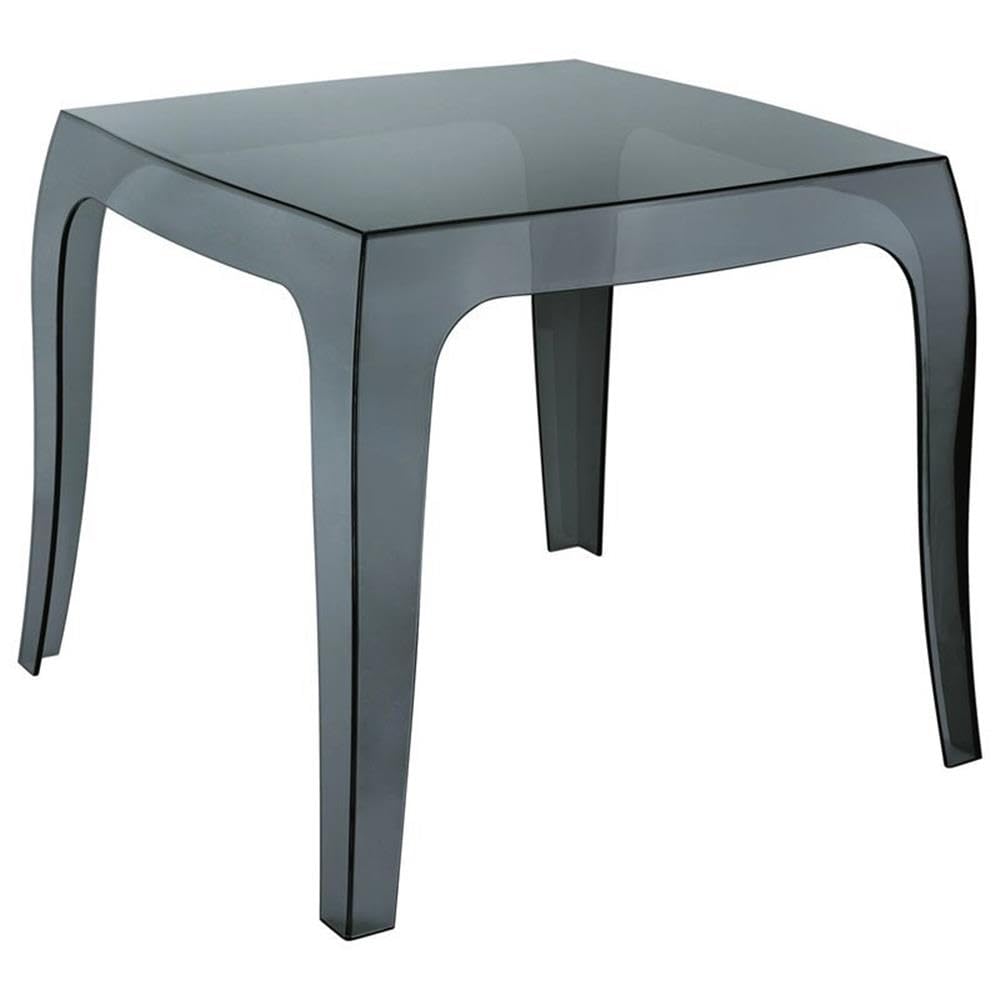 Commercial Grade Compamia Queen Polycarbonate Patio Side Table - Durable Transparent Black Outdoor Furniture for Poolside, Garden, Deck & Patio Use
