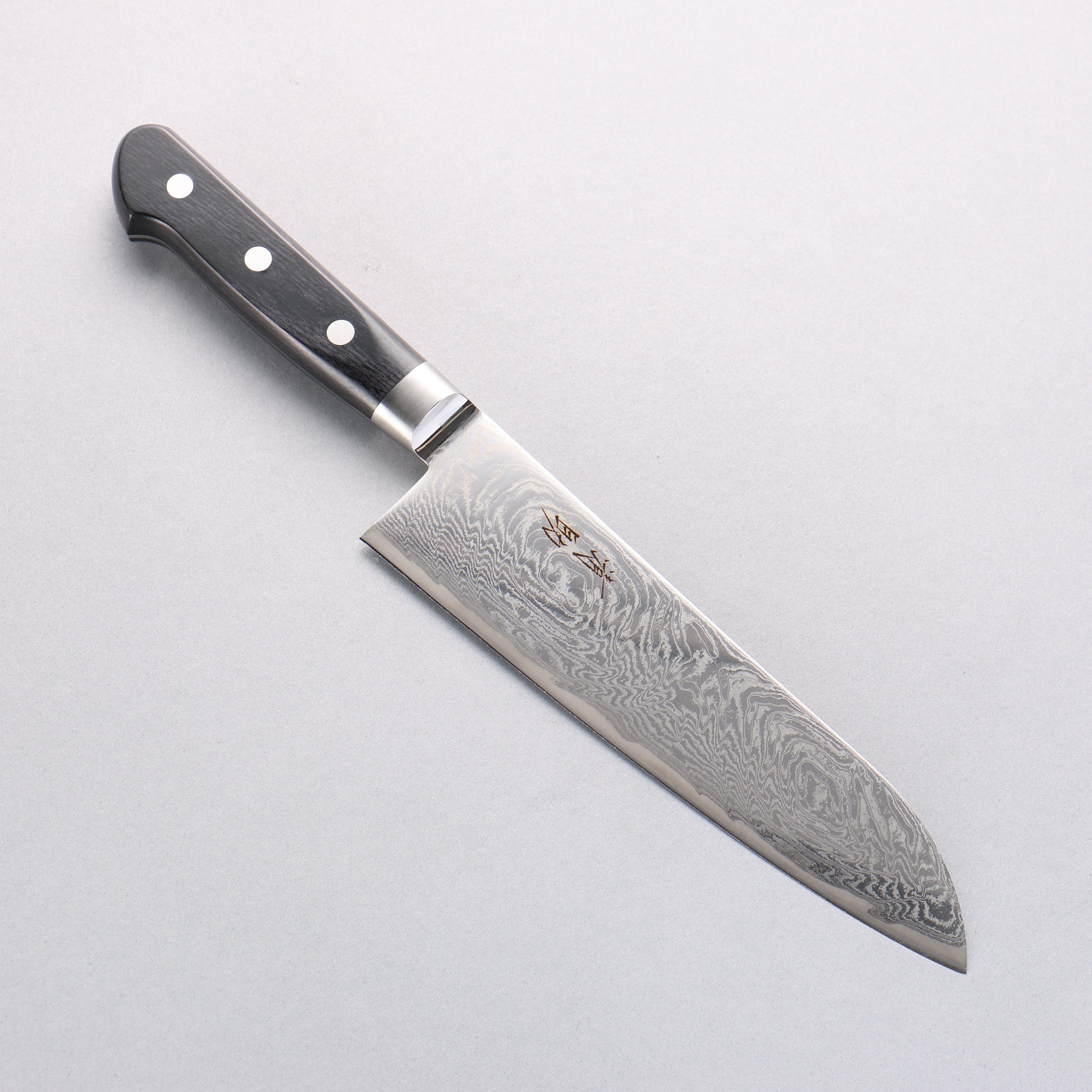 Premium AUS10 Damascus Santoku Knife 180mm - Mirrored Finish, Black Pakkawood Handle - Ideal for Slicing, Dicing & Mincing - Perfect Japanese Kitchen Knife for Chefs & Home Cooks