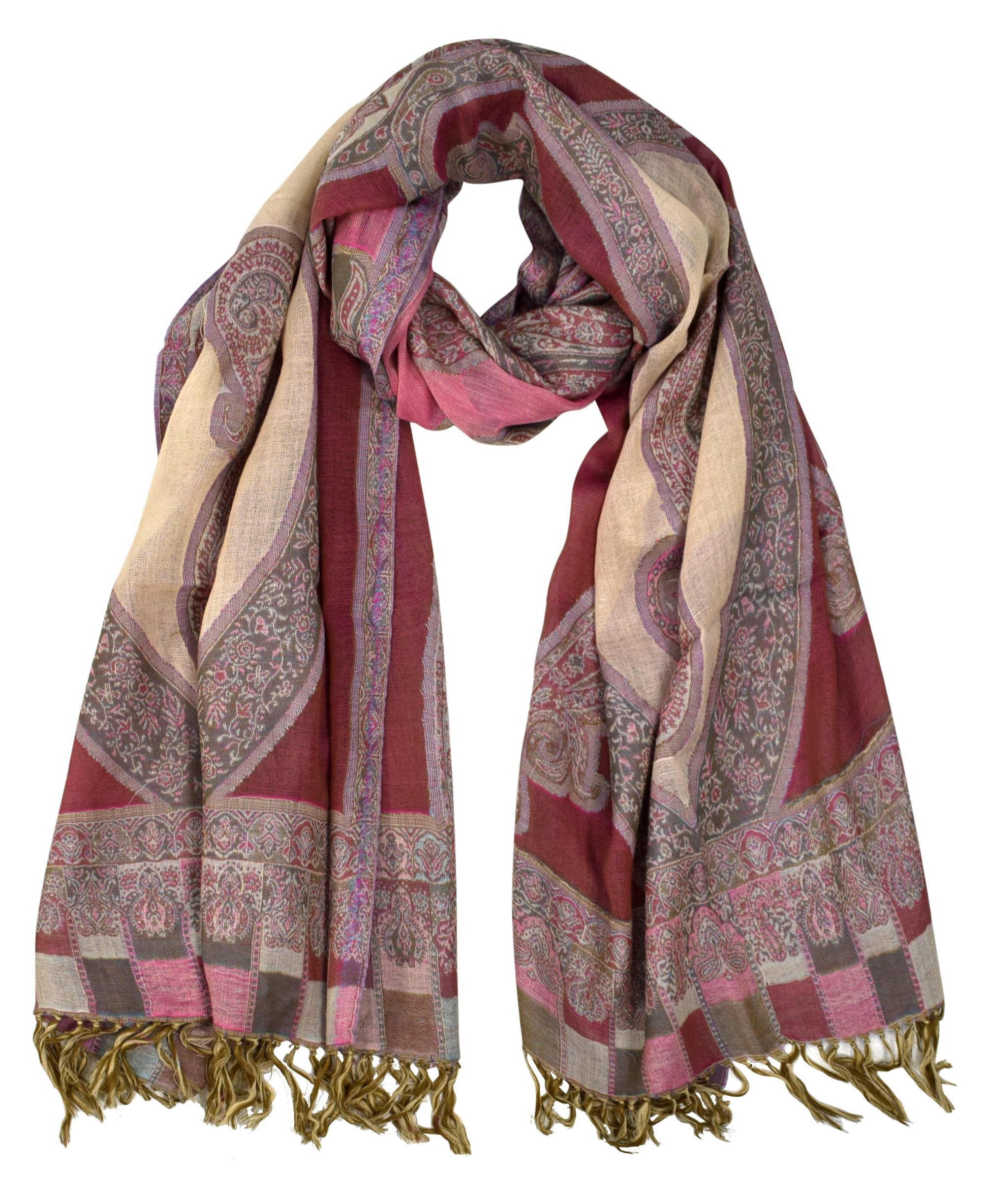 Elegant Handmade Paisley Damask Pashmina Shawl Scarf for Women - Lightweight Sheer Wrap for Parties, Weddings & Evening Events
