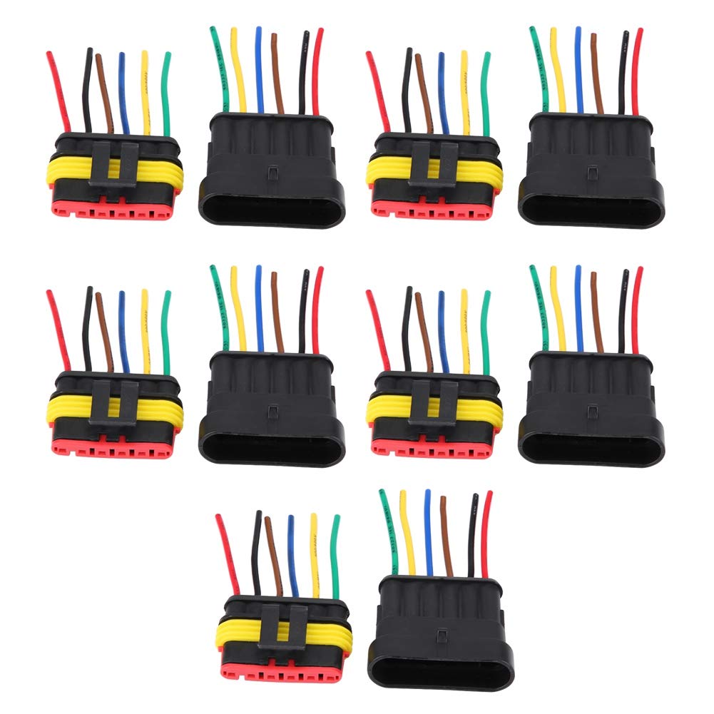 Senyar 5 Pairs 6 Pin Waterproof Automotive Ignition Plug Connectors - Sealed Electrical Connector Kit for Car, Truck, SUV & Marine Vehicles | Perfect for Engine Wiring, Electrical Repairs & DIY Projects