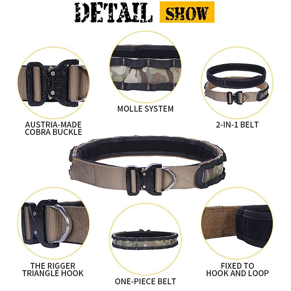 EmersonGear Tactical Belt for Men - Heavy Duty Nylon Webbing Battle Belt with MOLLE System & Quick Release Buckle - Perfect for Military, Airsoft, Hiking & Outdoor Adventures