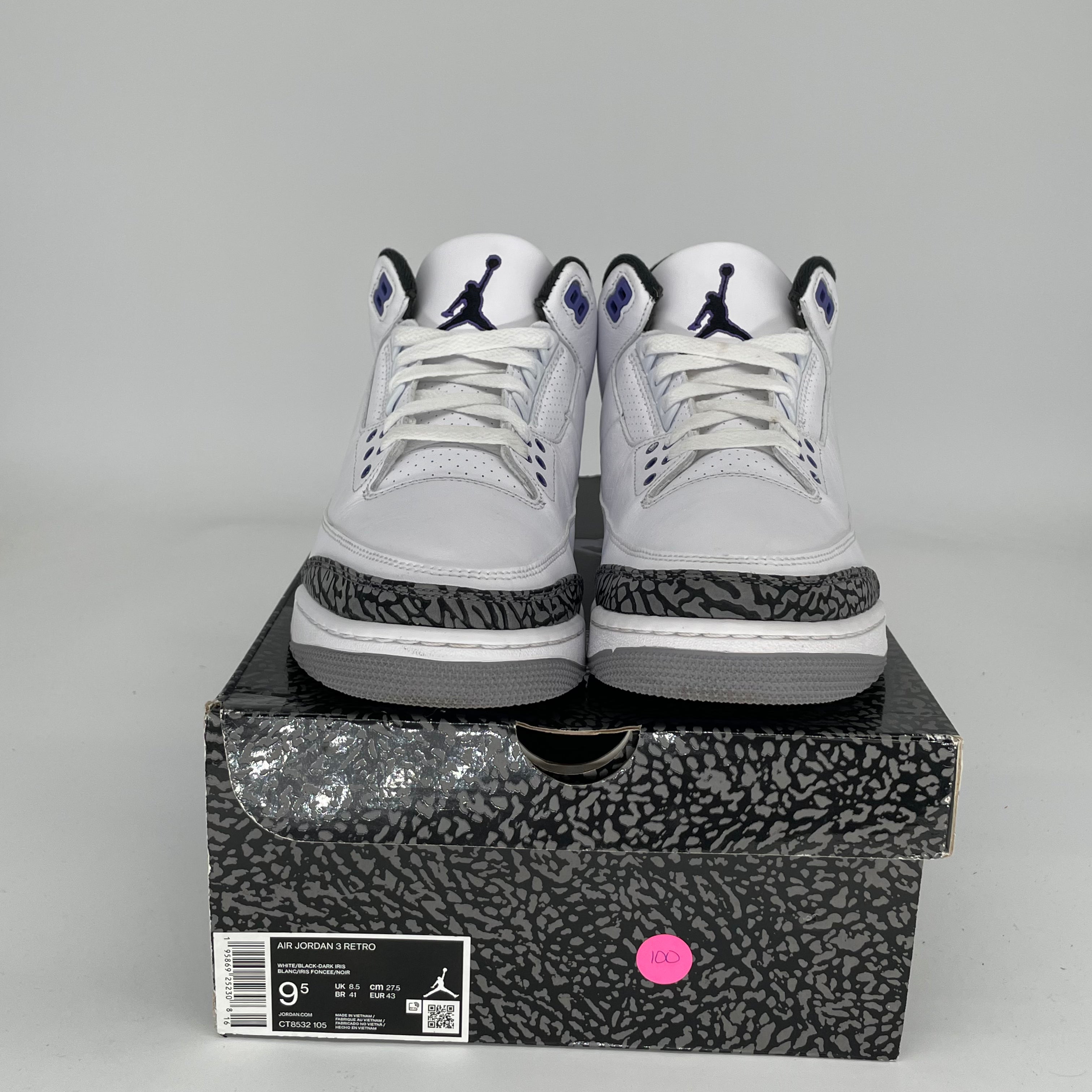 AIR JORDAN 3 Retro Dark Iris Men's Basketball Shoes Size 9.5 (CT8532-105) - Perfect for Streetwear & Court Performance