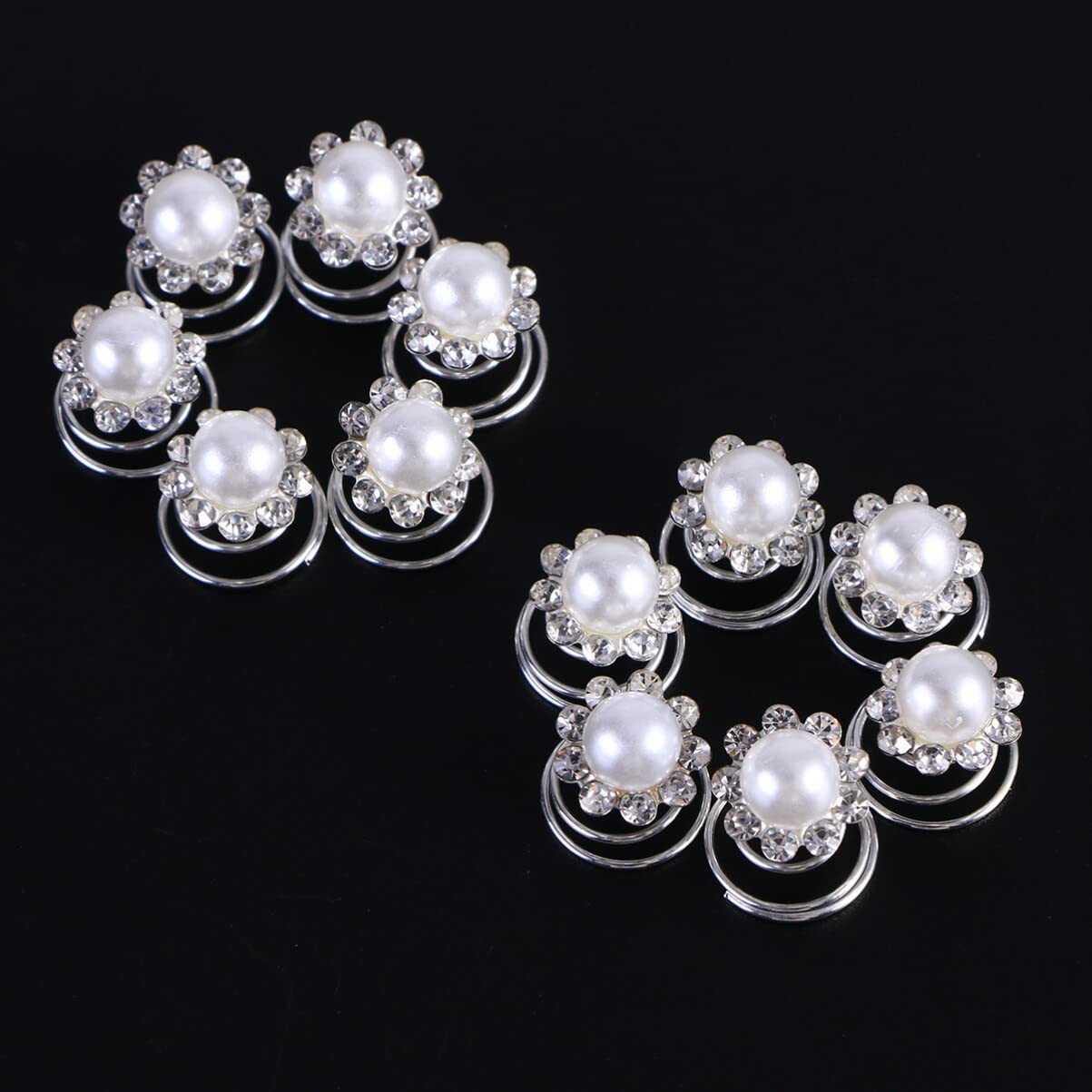 Mikinona 12 Pack Spiral Hair Pins with Crystal Flowers - Elegant Bridal Hair Clips for Weddings, Prom & Special Occasions - Perfect for Updos, Half-Up Styles & Boho Hairstyles