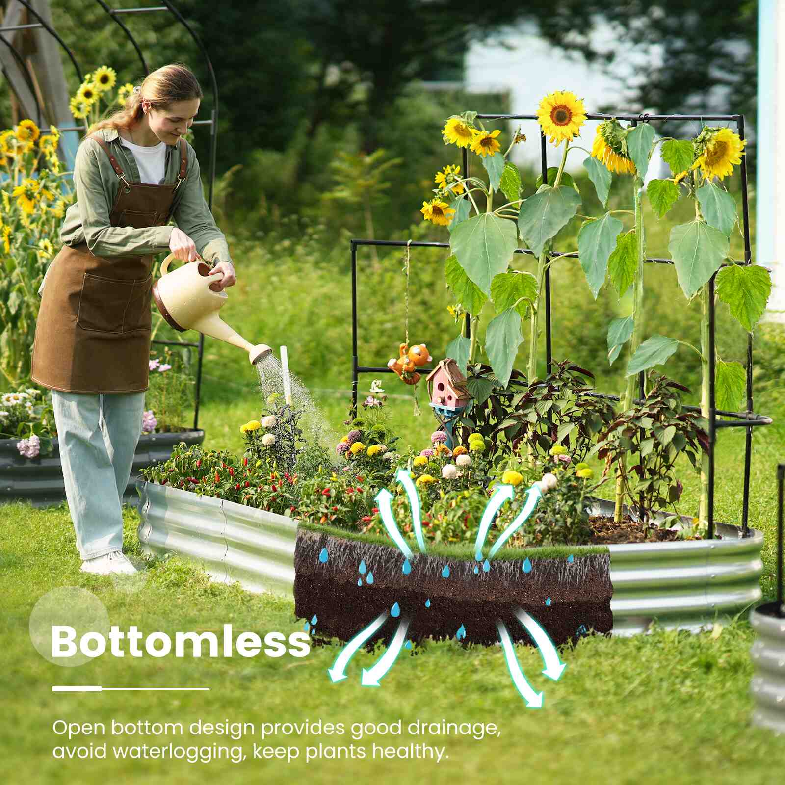 Elevated Raised Garden Bed with Wall Trellis - Perfect for Small Spaces, Urban Gardening & Vertical Planting - Ideal for Vegetables, Flowers & Herbs in Backyards, Patios & Balconies