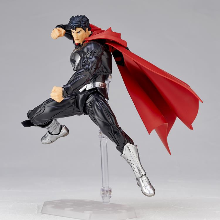 Amazing Yamaguchi Revoltech No. 027EX Superman Black Suit Action Figure - Collectible DC Comics Superhero Toy for Display & Photography