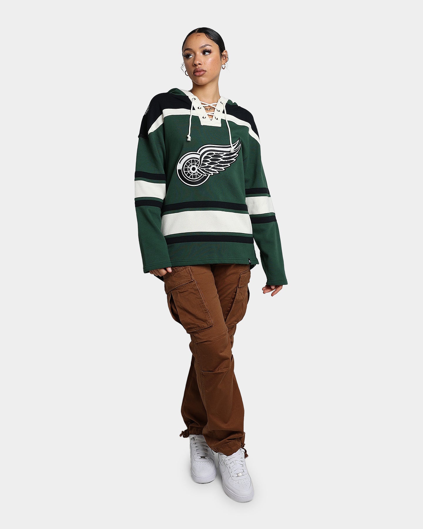 47 Brand Detroit Red Wings Superior Lacer Hoodie - Dark Green Pullover Sweatshirt for Men | Warm & Comfortable Winter Wear | Perfect for Game Day, Casual Outfits & Outdoor Activities