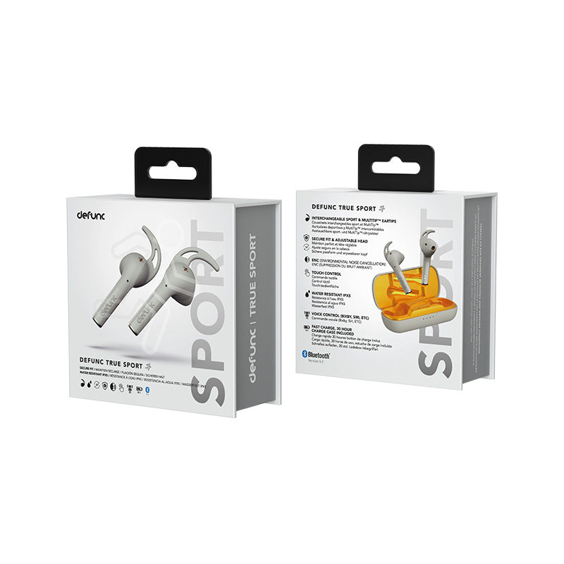 Defunc True Sport Wireless Earbuds in Silver - Perfect for Running, Gym & Outdoor Activities