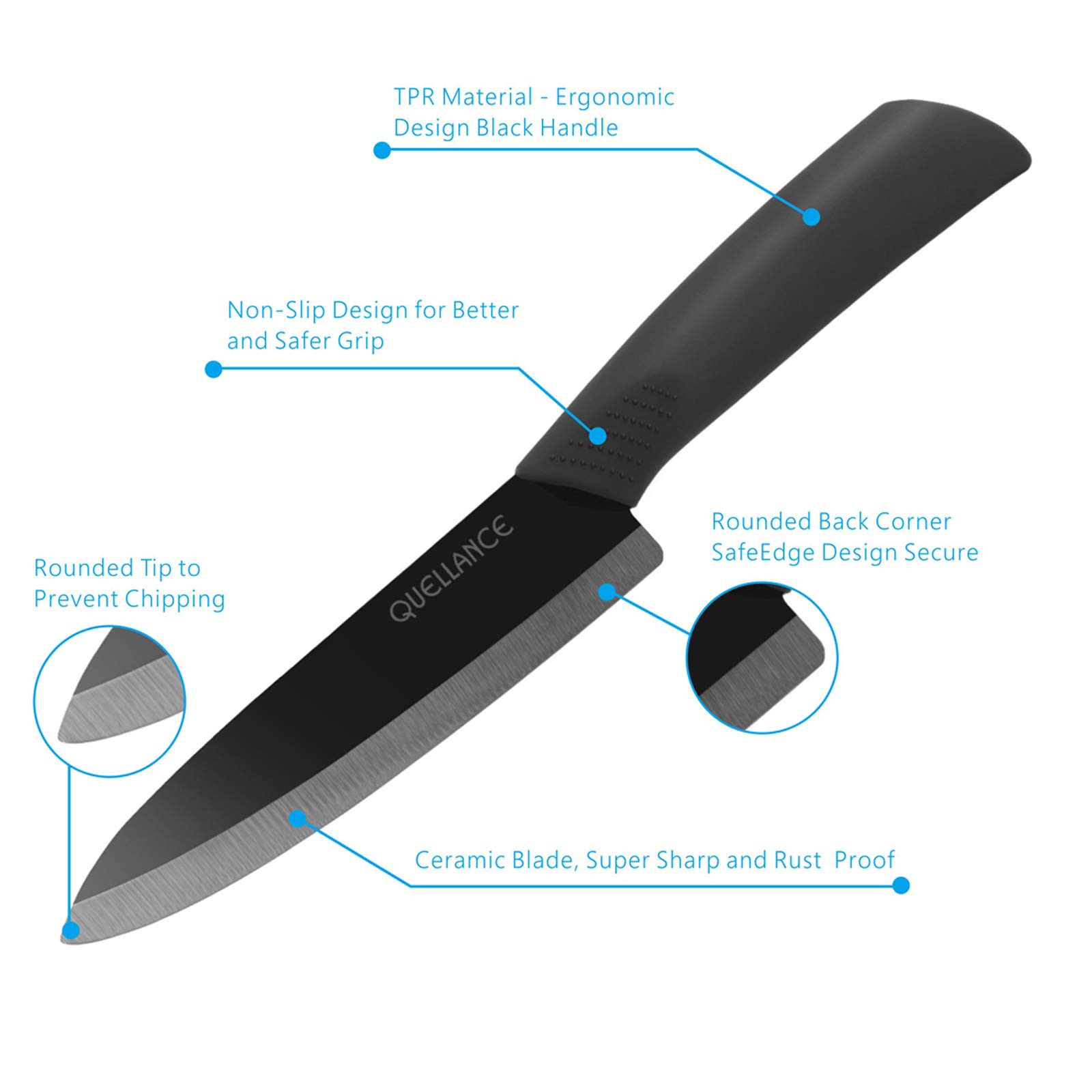 Ultra Sharp 6-Inch Ceramic Chef Knife - Professional Kitchen Knife with Sheath Cover for Precise Slicing - Perfect for Boneless Meats, Sashimi, Fruits & Vegetables - Ideal for Home Chefs & Japanese Cuisine (Black)
