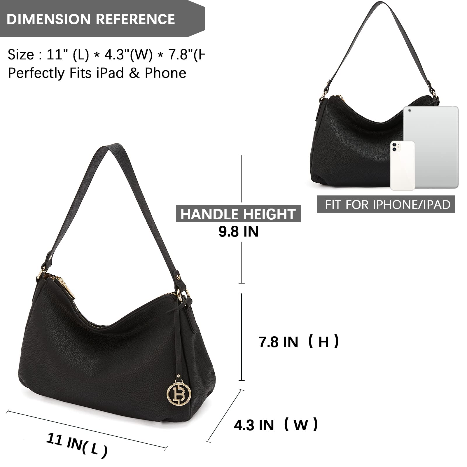 Vegan Leather Shoulder Bag for Women - Stylish Hobo Purse with Pockets | Work & Travel